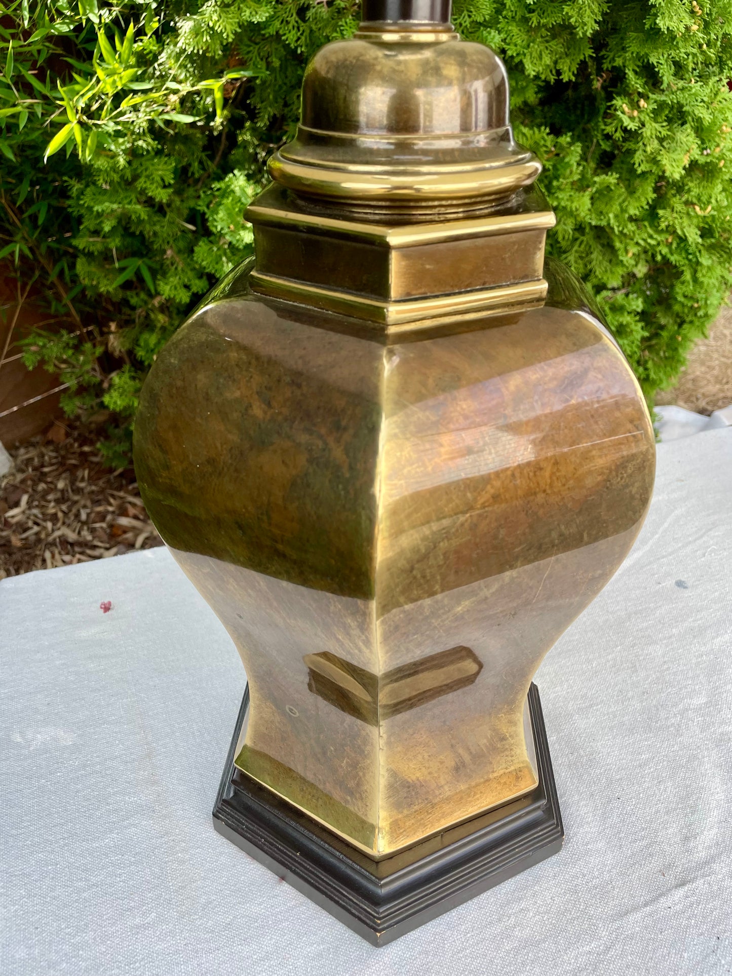 Late 20th Century Hollywood Regency Brass Urn Table Lamps - a Pair