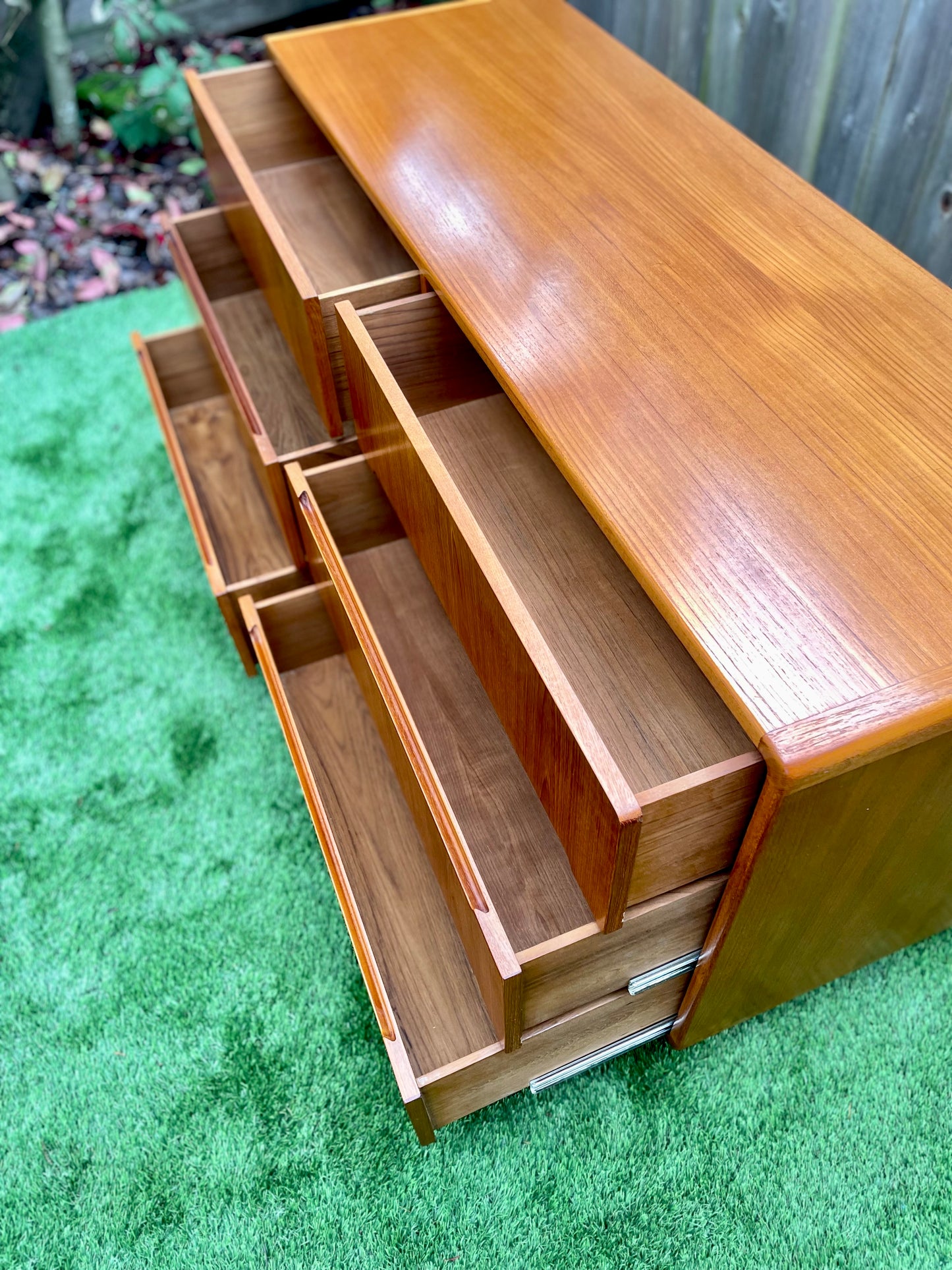 Mid 20th Century Danish Modern Teak Six-Drawer Lowboy Dresser