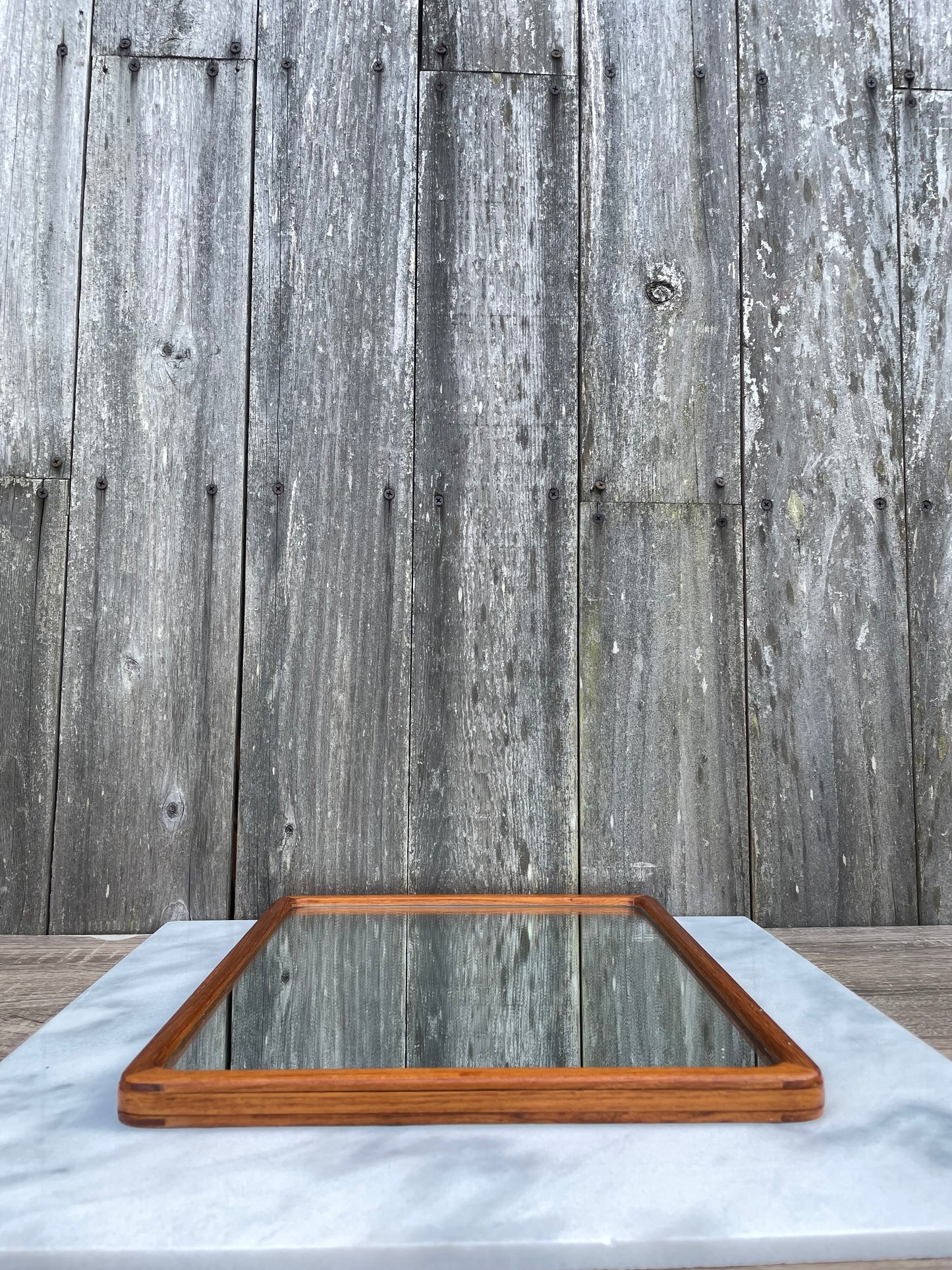 Mid-Century Solid Teak Joinery Framed Mirror