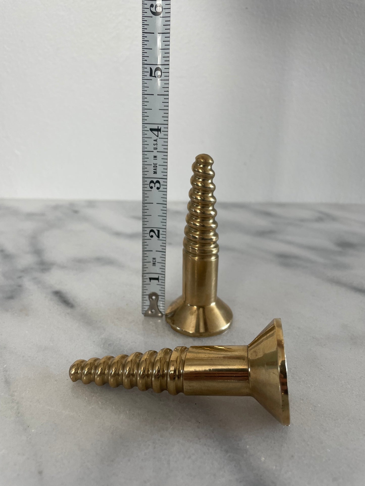 Mid 20th Century Vintage Pop Art Brass Screw Paperweights - 2 Pieces