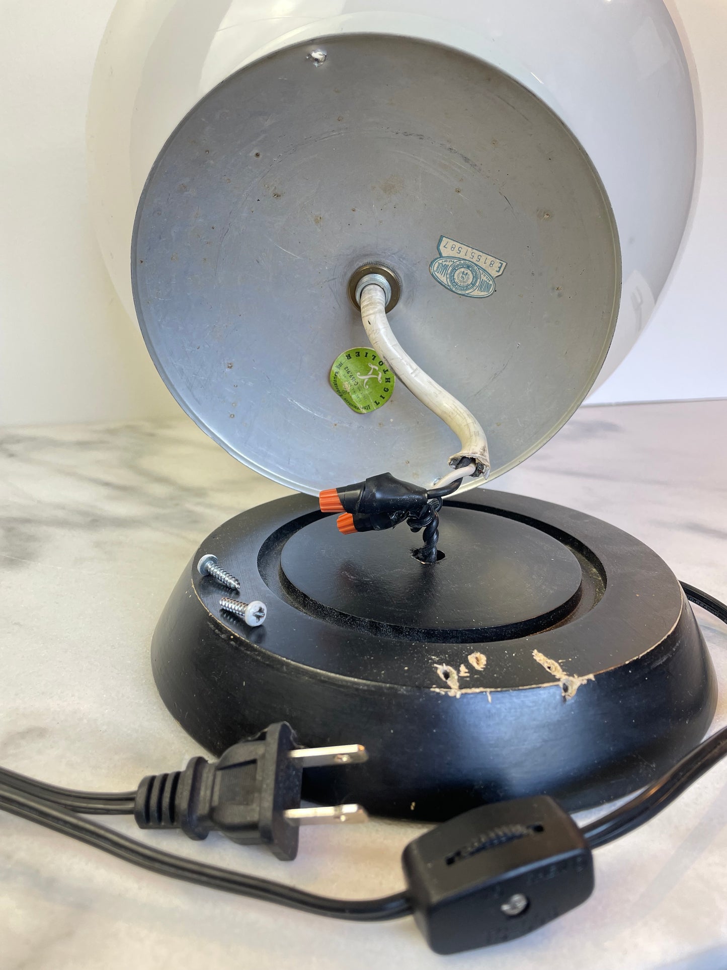 Mid-Century Space Age Opaline Glass Orb Table Lamp