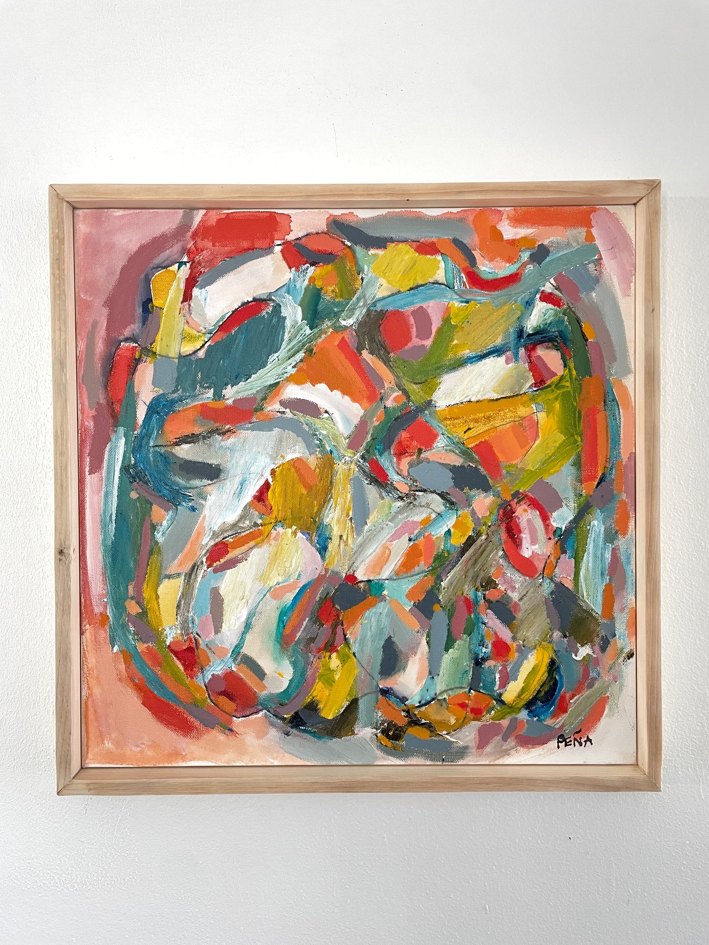 Framed Abstract Acrylic on Canvas by Francisco Peña