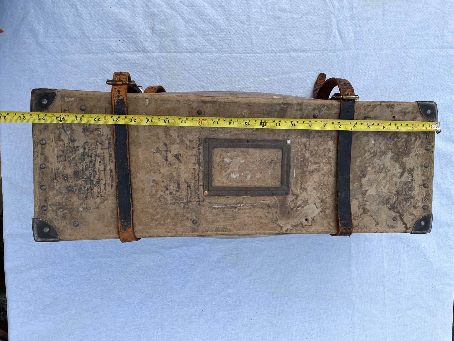 Mid 20th Century Vintage Industrial Fiberboard Leather Strapped and Metal Buckled Boxes