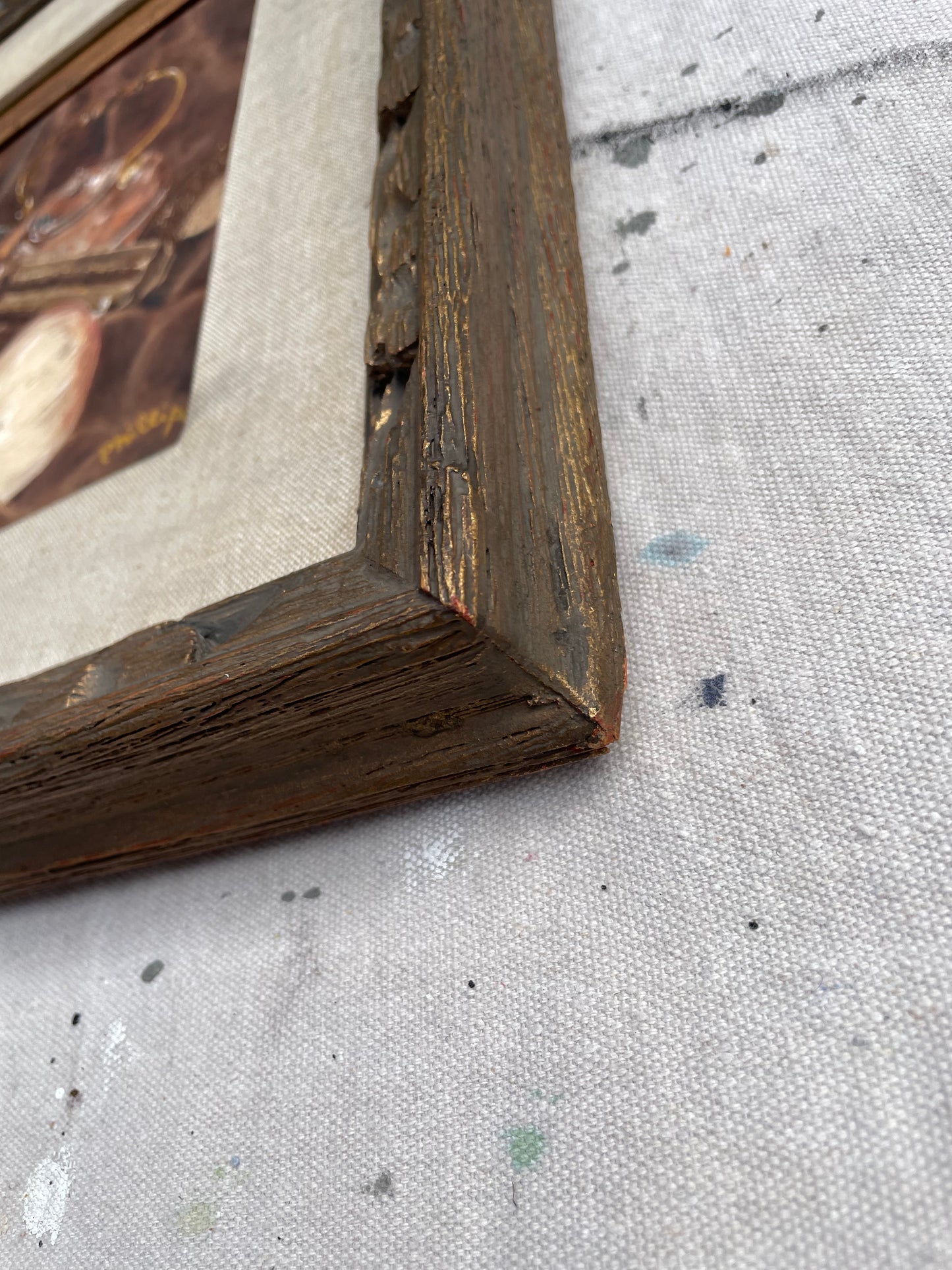 Vintage Rustic Kitchen Still Life Oil on Canvas Board Framed