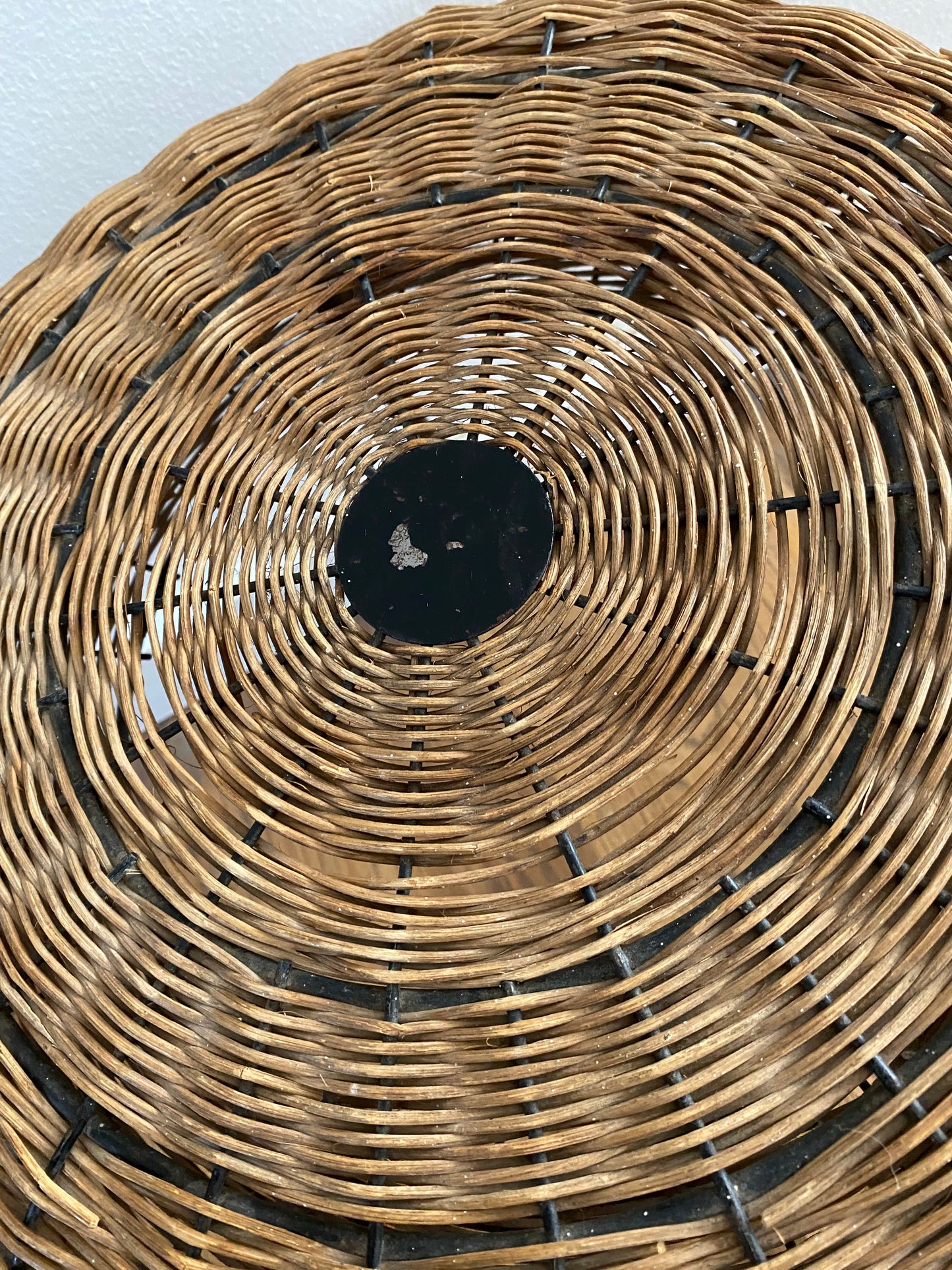 Mid-Century Modern French Woven Rattan Tripod Stool