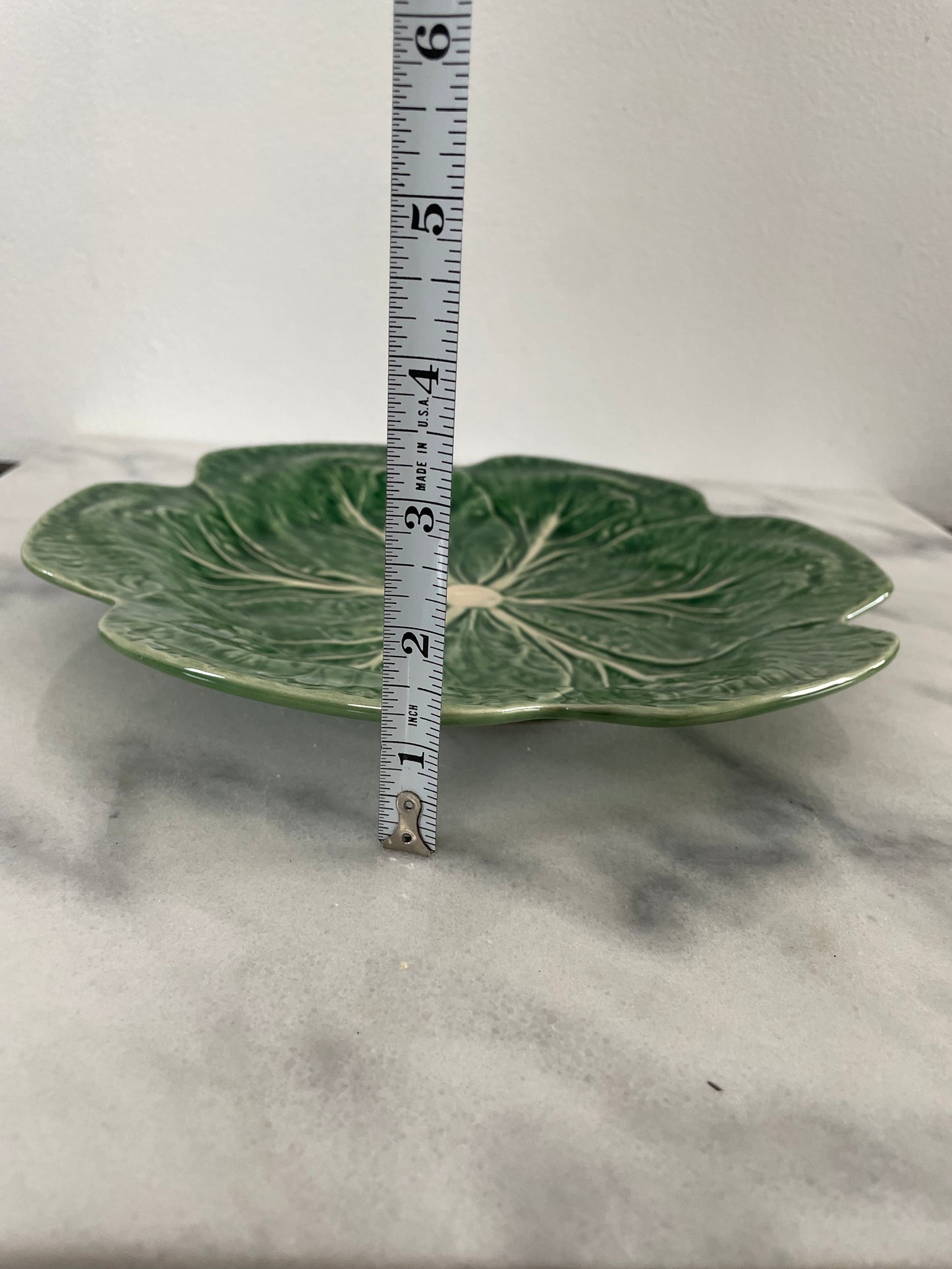 Late 20th Century Bordallo Pinheiro Green Majolica Cabbage Plate