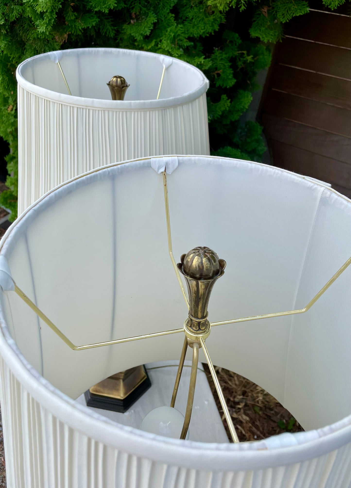 Late 20th Century Hollywood Regency Brass Urn Table Lamps - a Pair