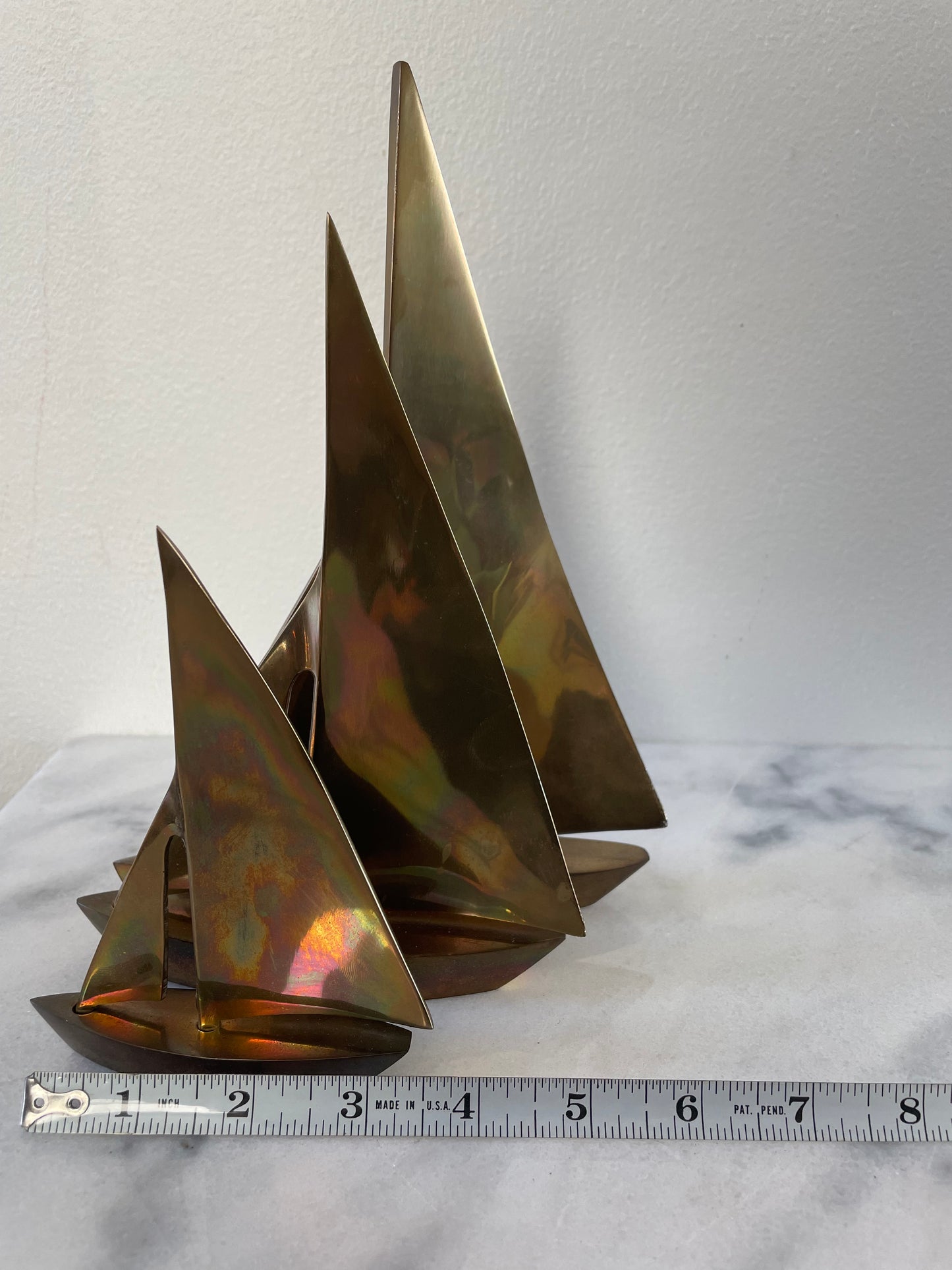 Vintage Collection of Brass Sailboat Figurines- Set of 3
