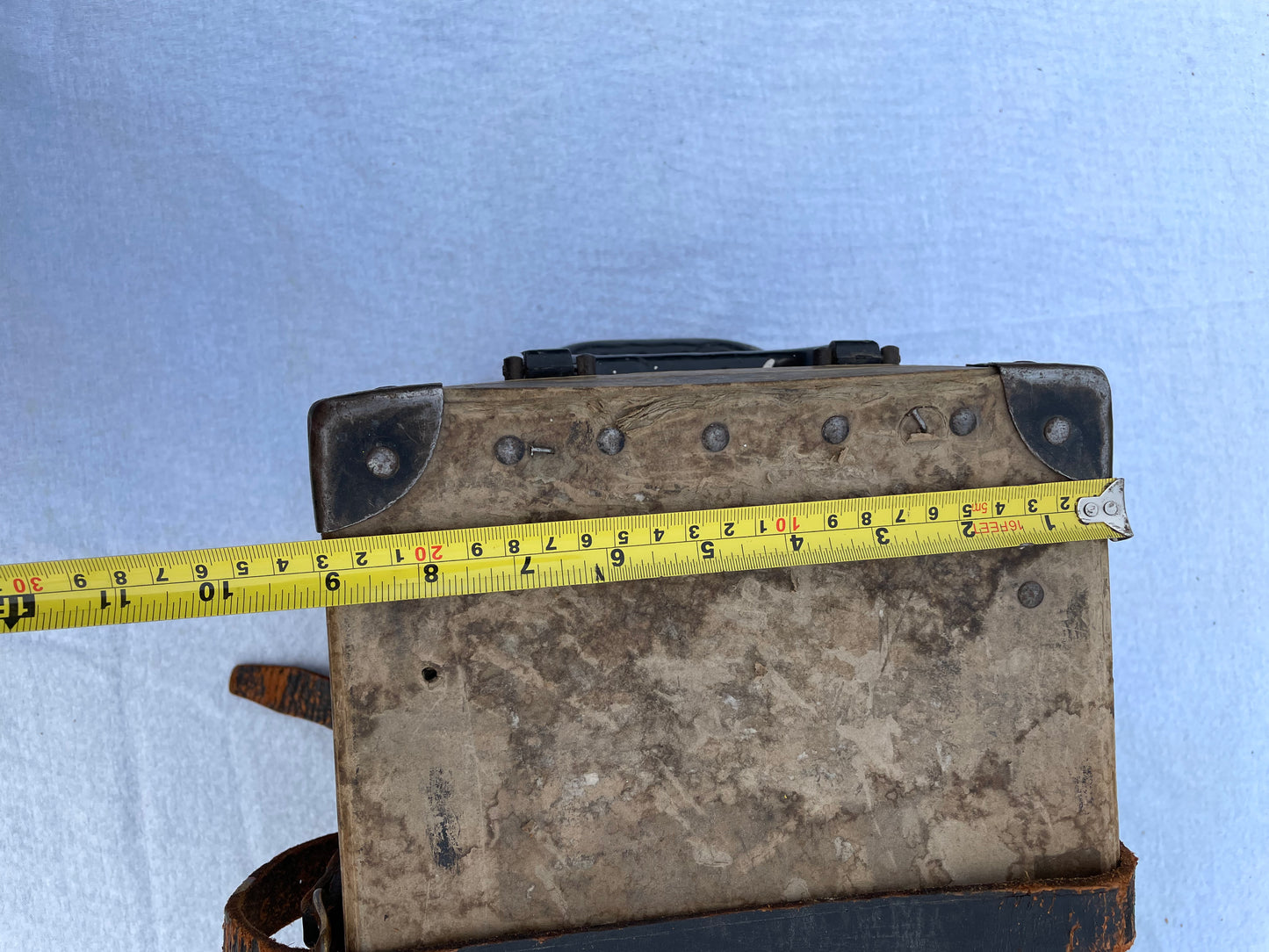 Mid 20th Century Vintage Industrial Fiberboard Leather Strapped and Metal Buckled Boxes