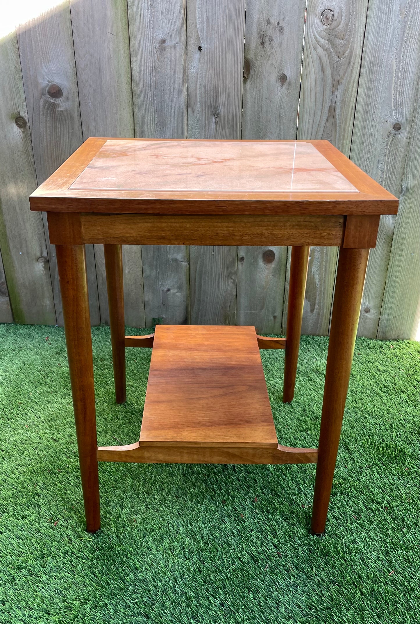 Mid 20th Century Mid-Century Modern Marble and Walnut Side Table