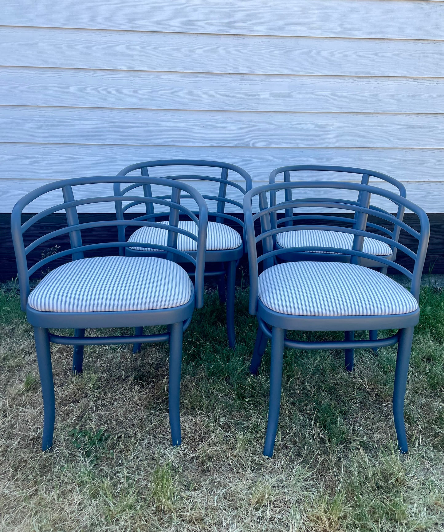 Antique Early 20th Century Thonet Bentwood Cafe Barrel Dining Chairs - Set of 4