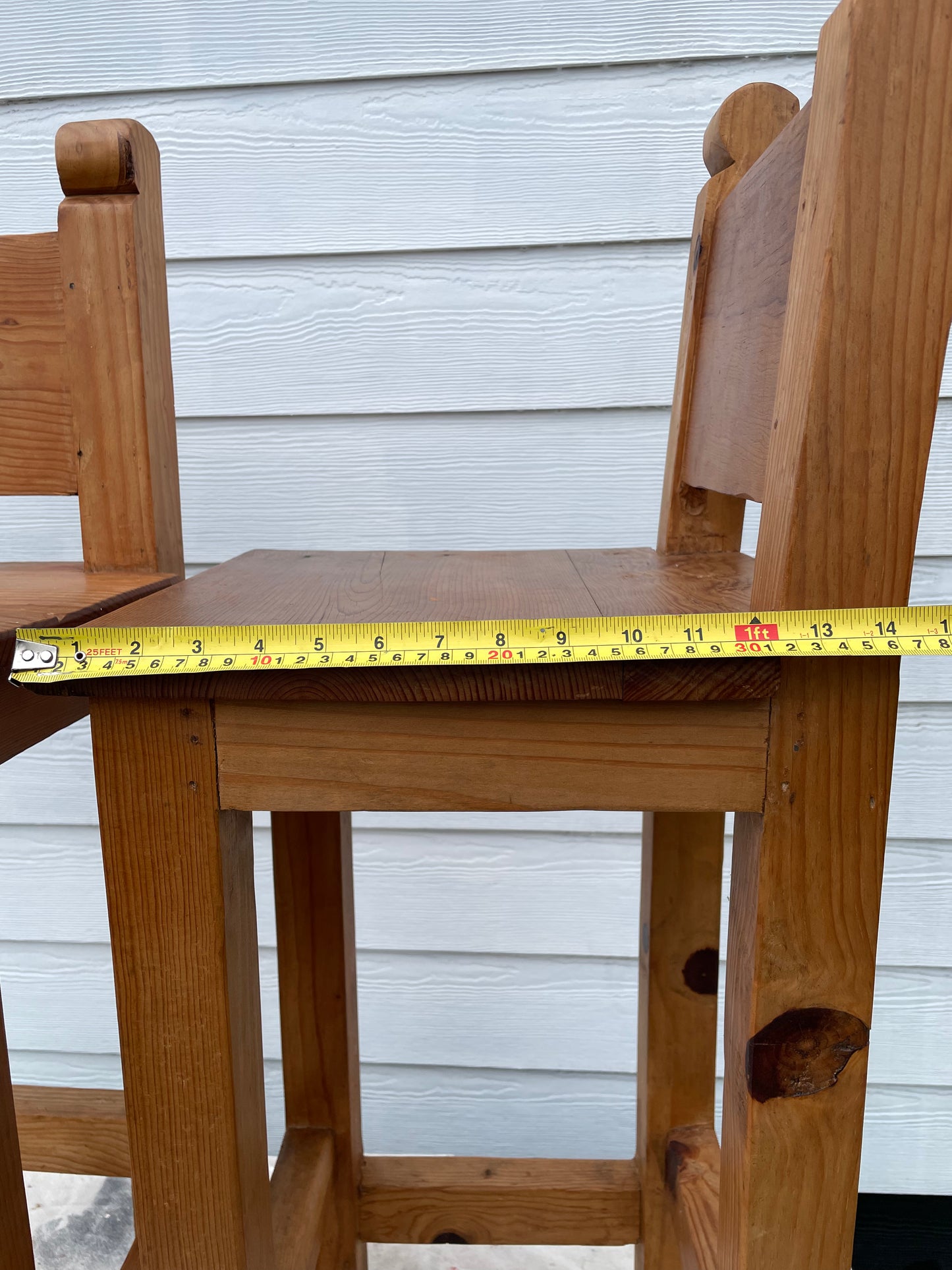 Late 20th Century Vintage Rustic Mexican Pine Bar Stools - a Pair