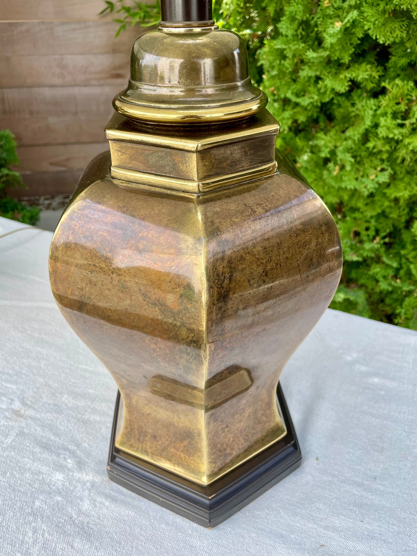 Late 20th Century Hollywood Regency Brass Urn Table Lamps - a Pair
