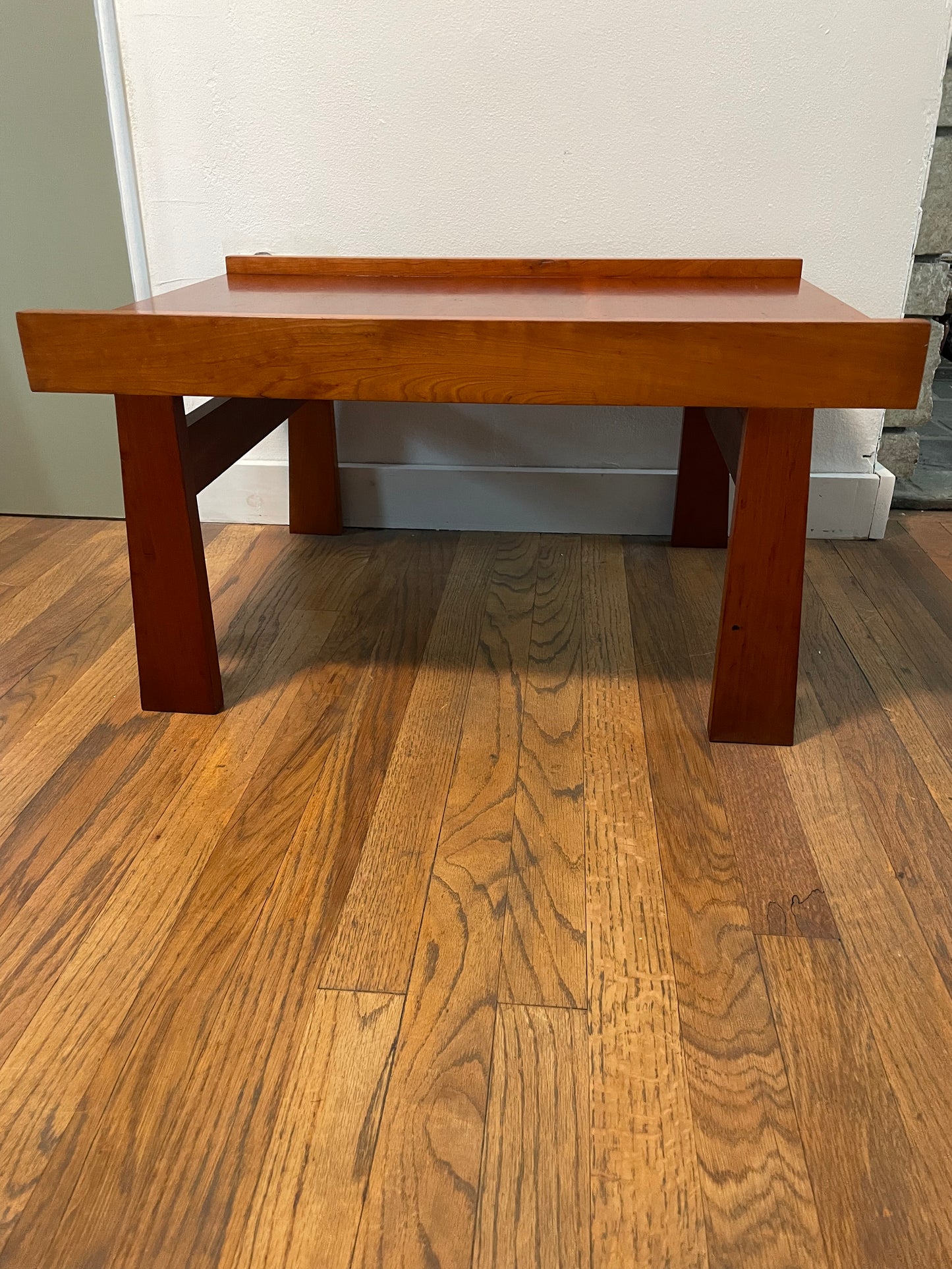 Vintage Minimalist Modern Japanese Red-Brown Sugi Wood Sashimono Table