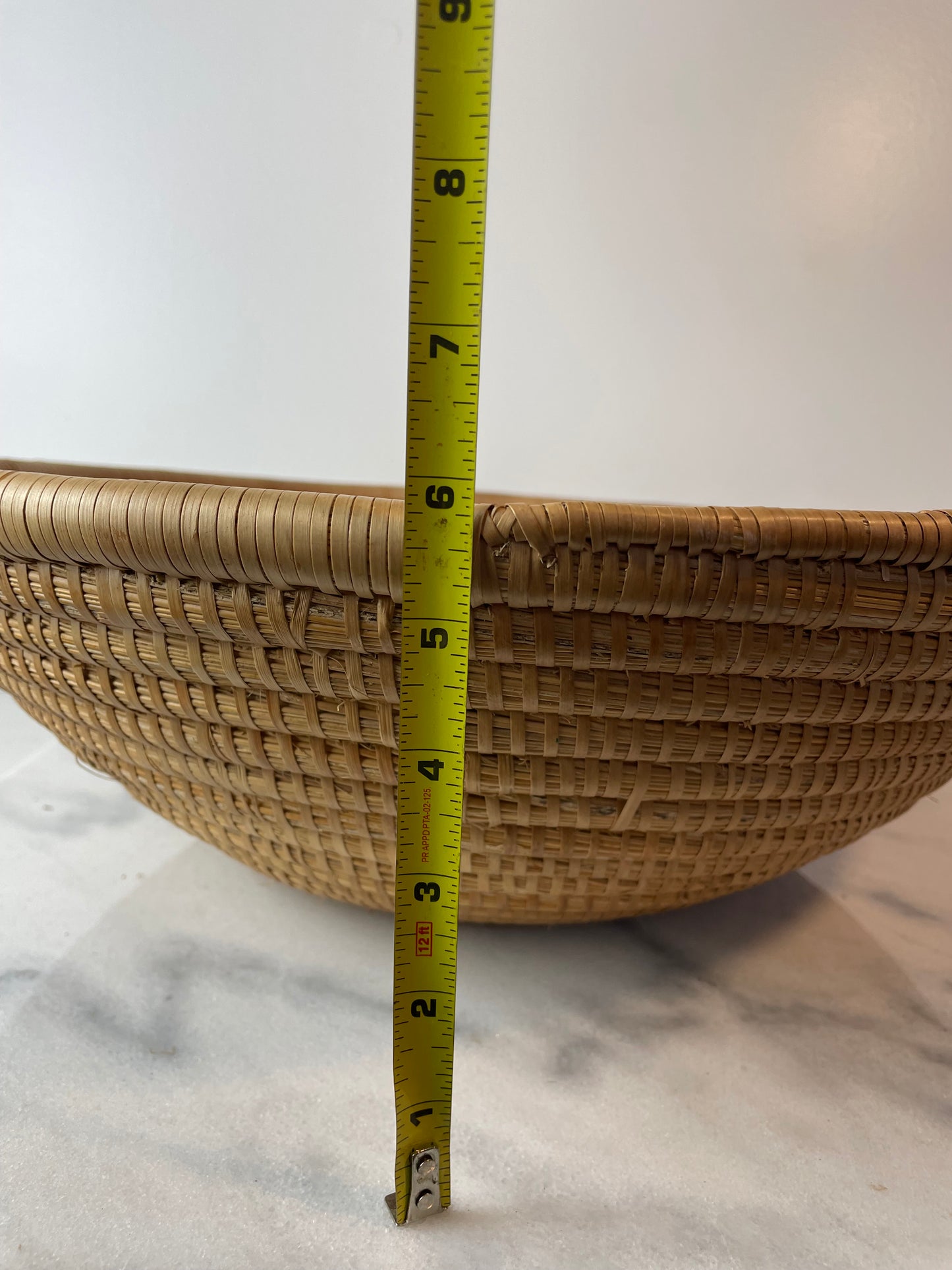 Handwoven Coiled Rattan Shallow Basket Bowl Natural Fiber Boho & Coastal Decor