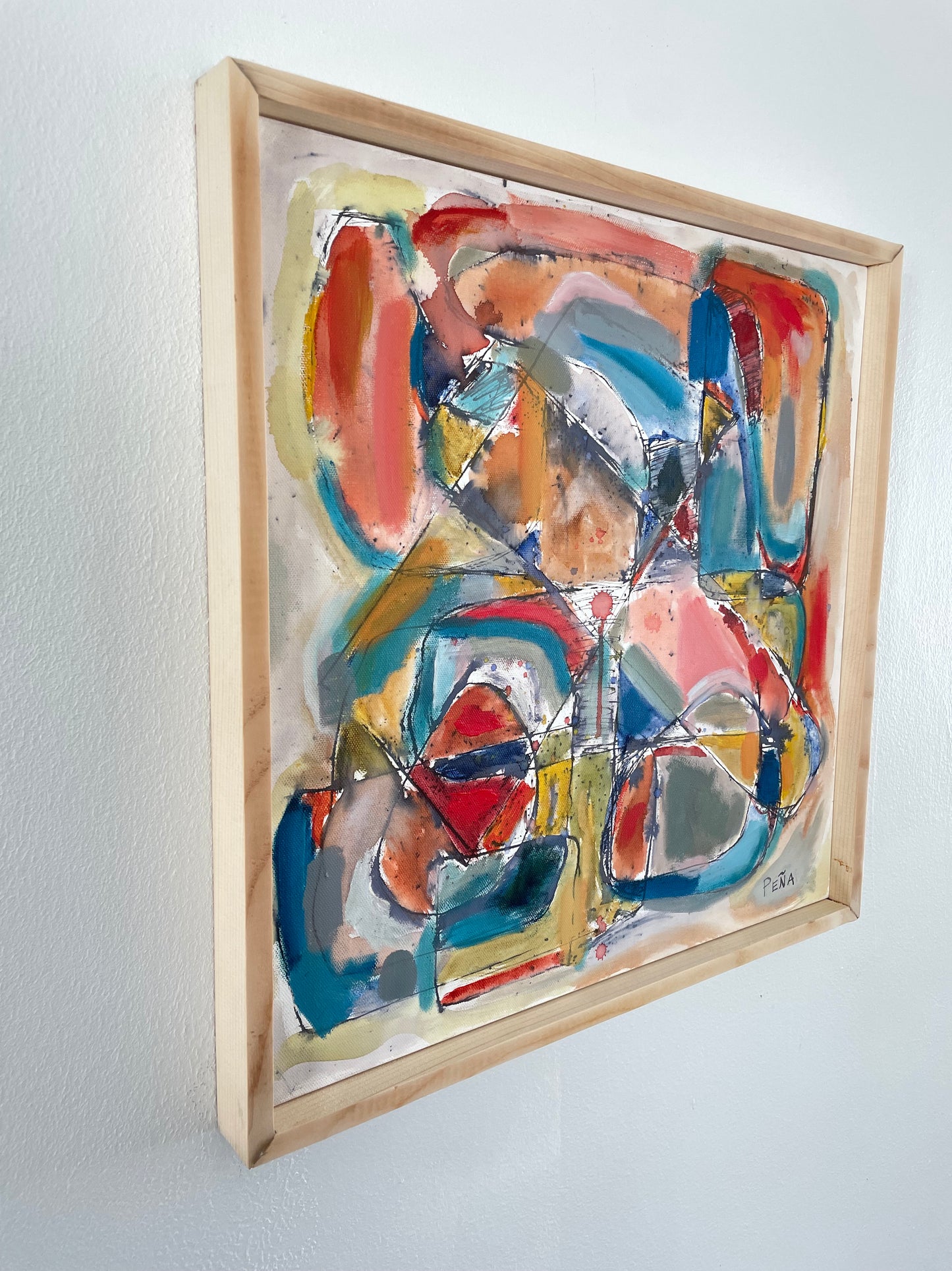 Framed Abstract Acrylic on Canvas by Francisco Peña