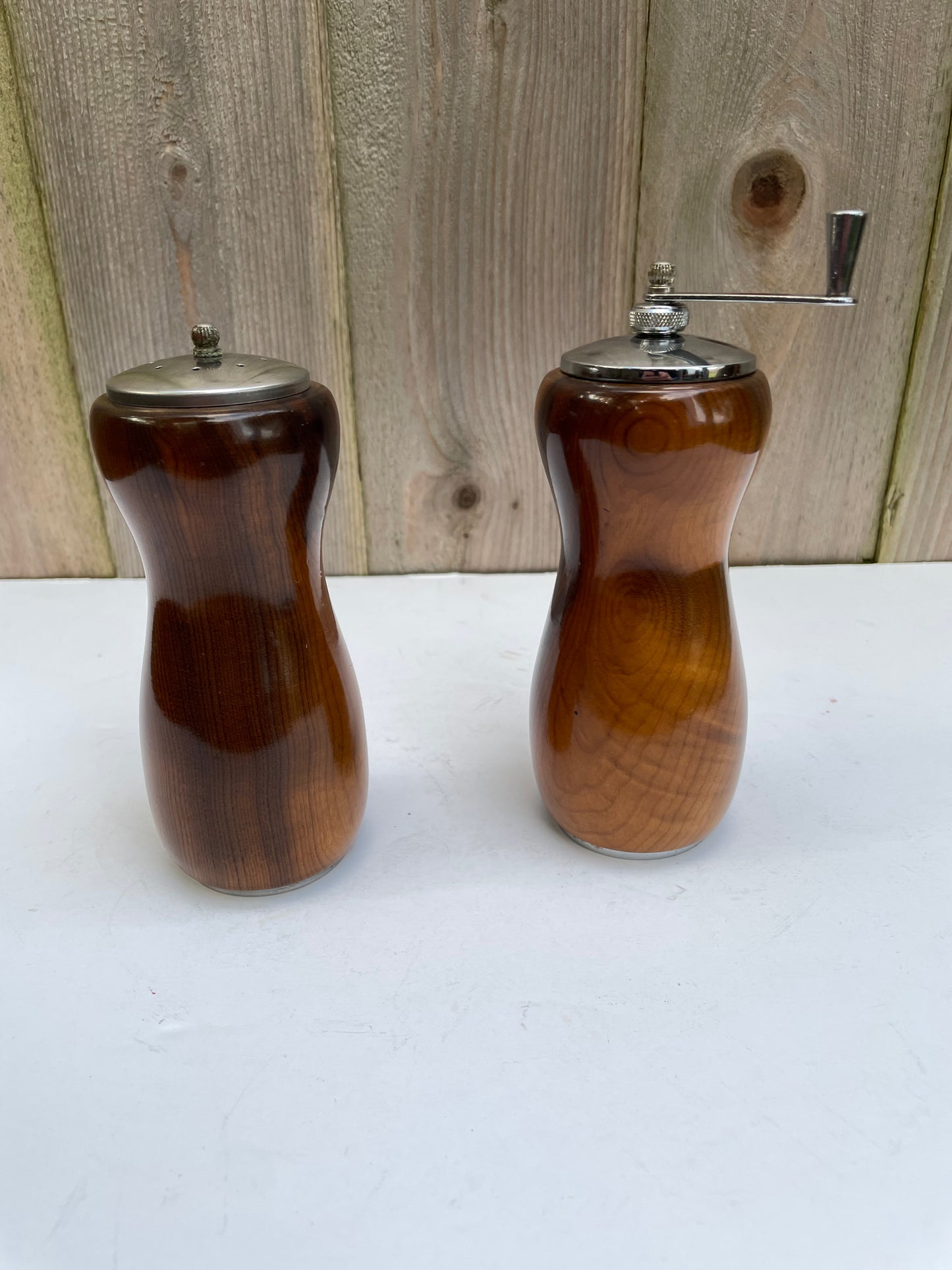 Mid-Century Hardwood Salt & Pepper Shakers- a Pair