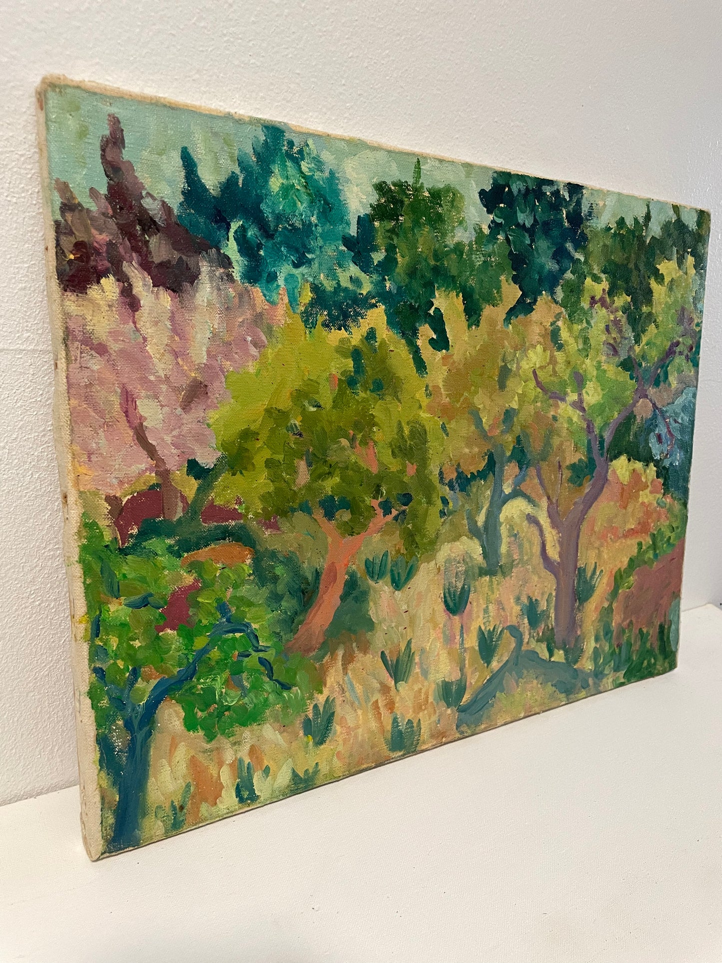 Vintage Impressionist Landscape Painting on Canvas