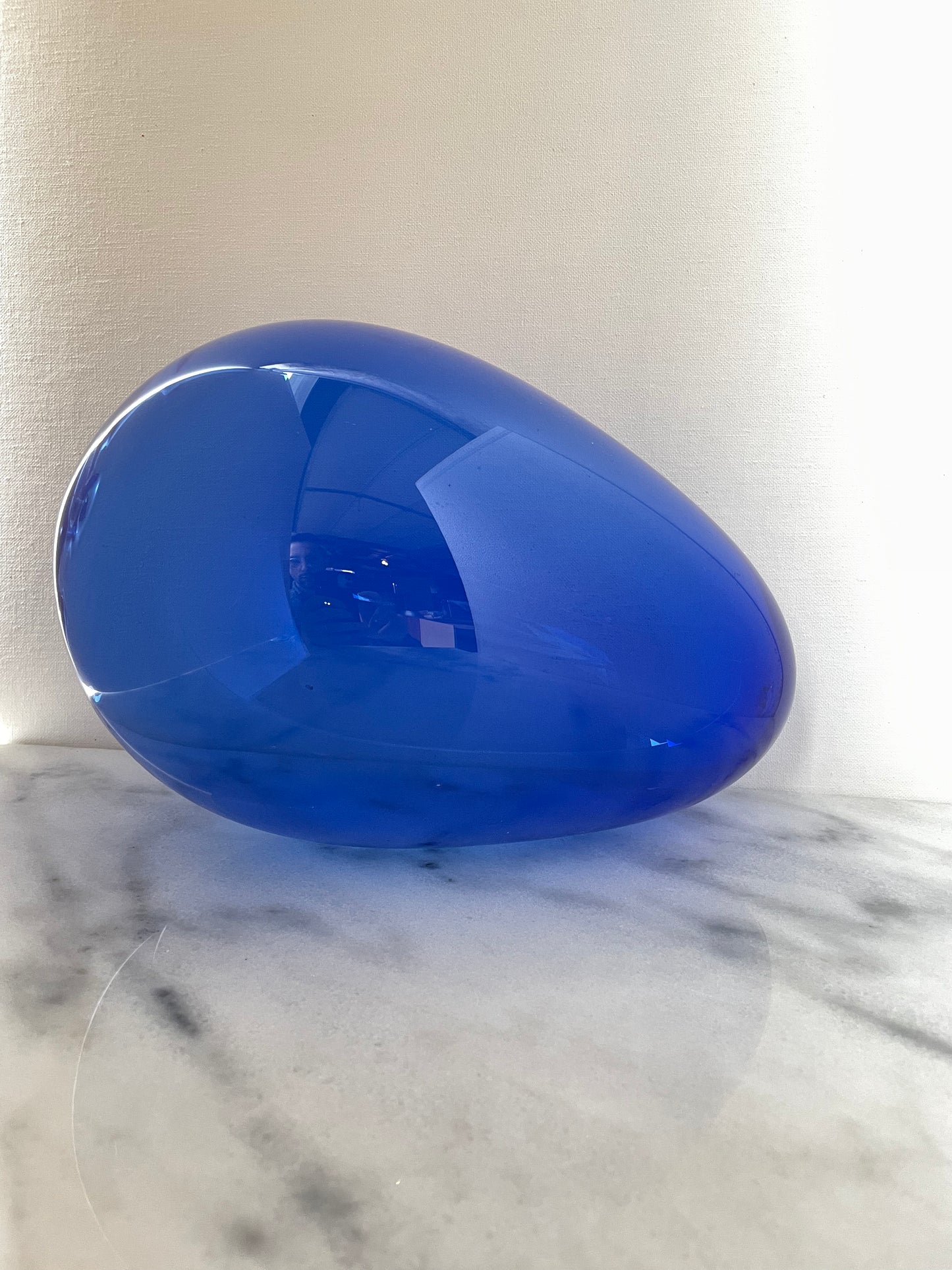 2004 Blue Art Glass Sculpture Balloon Form Signed Museum of Glass