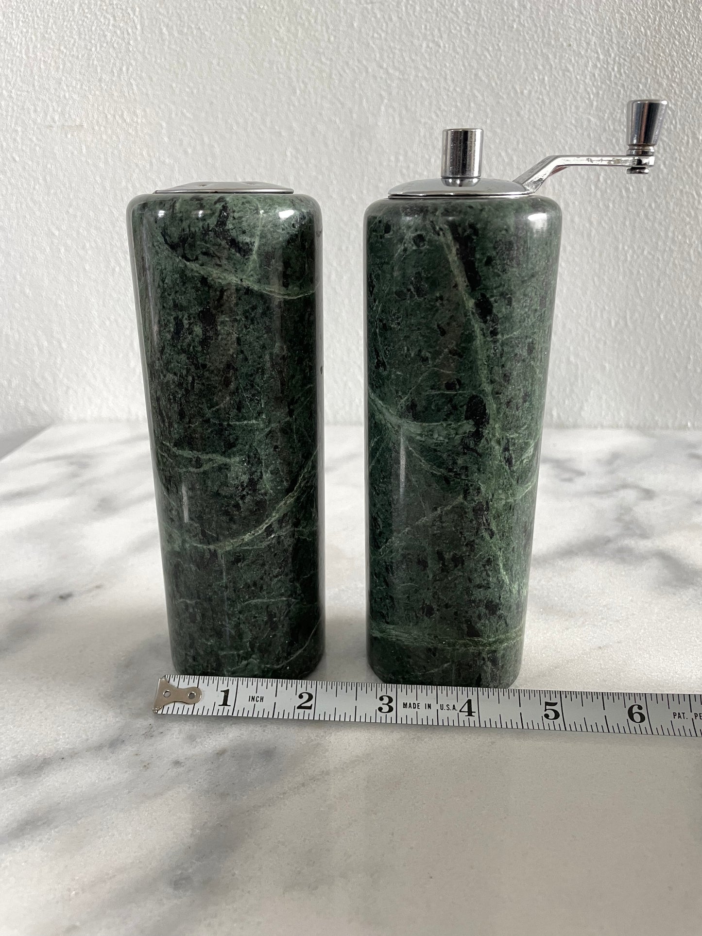 Green Marble Salt Shaker & Pepper Mill