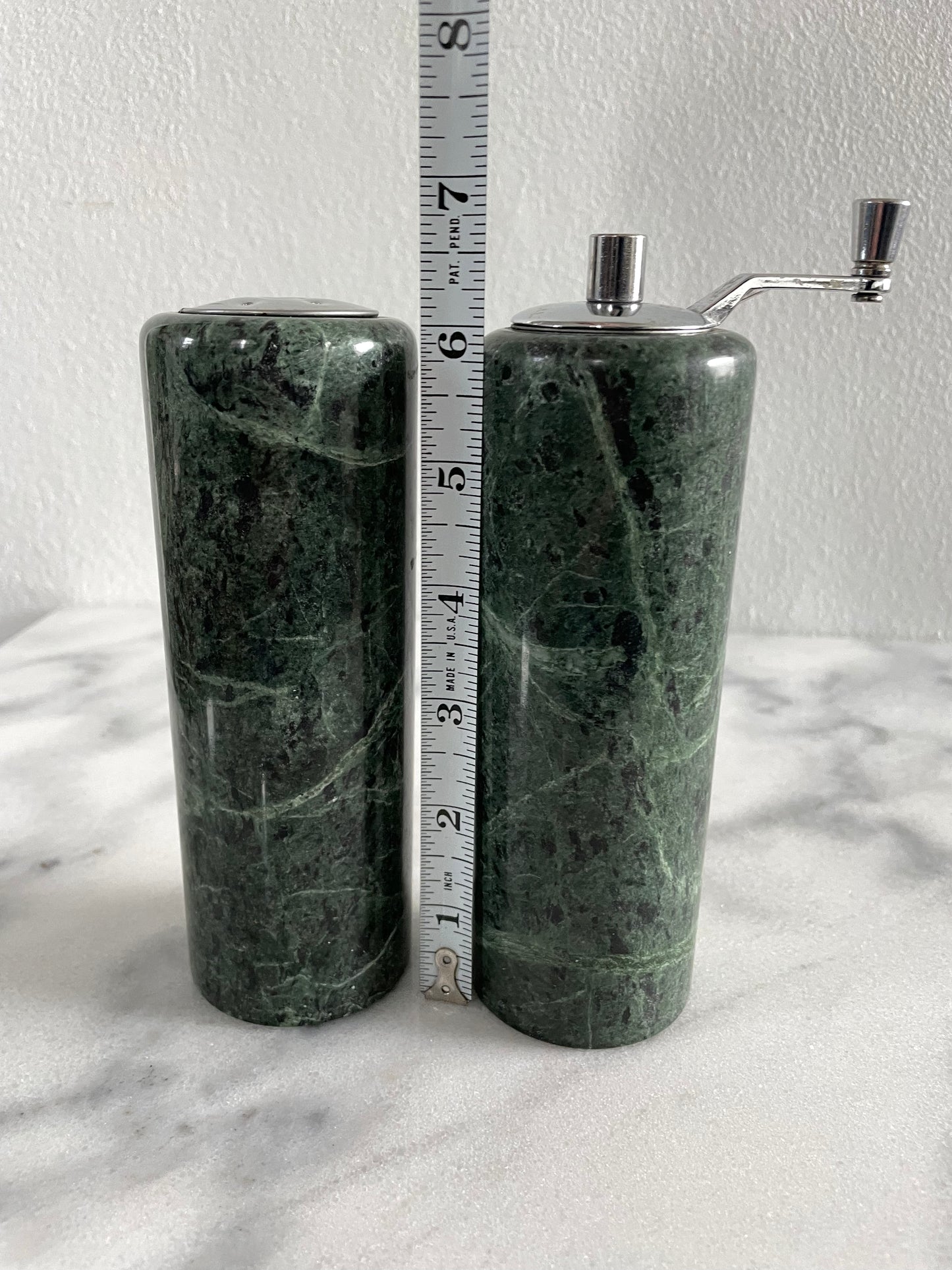Green Marble Salt Shaker & Pepper Mill