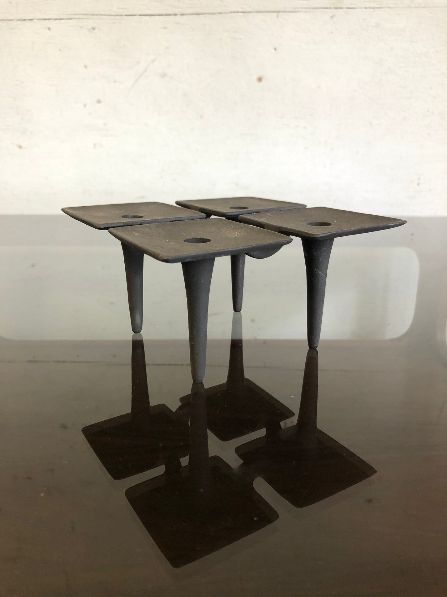 Mid 20th Century Jens Quistgaard Dansk Danish Brutalist Wrought Iron Tapered Candle Holder