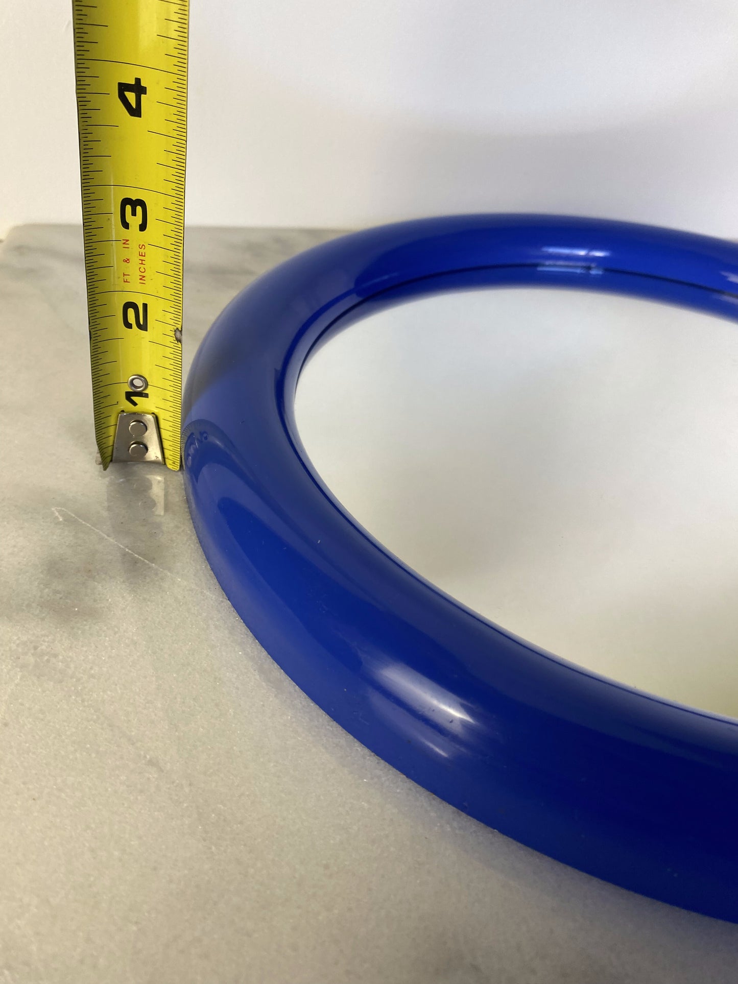 Vintage Postmodern Primary Blue Round Wall Mirror — Memphis Style Plastic Mirror, 1980s