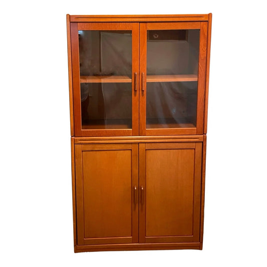 Late 20th Century Vintage Dania Teak Cabinet With Glass Display Cabinet