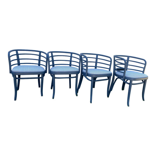 Antique Early 20th Century Thonet Bentwood Cafe Barrel Dining Chairs - Set of 4