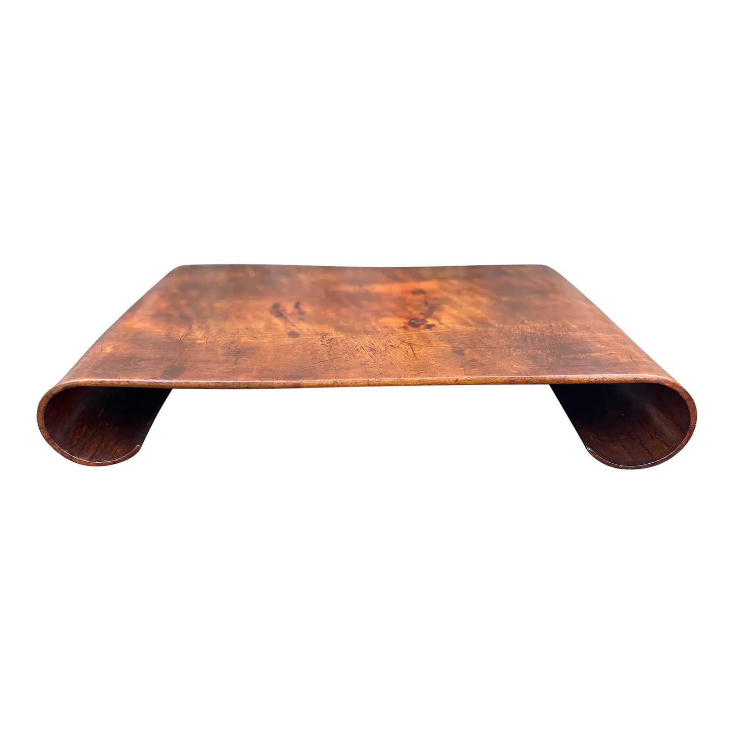 Early 20th Century Chinese Elm Wood Low Scroll Tray