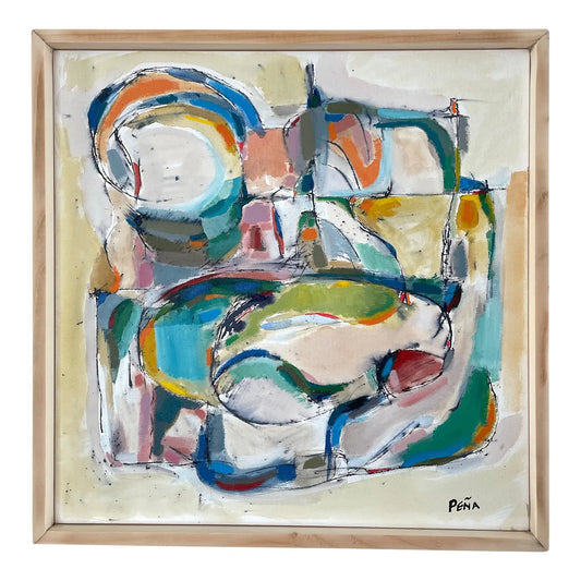Framed Abstract Acrylic on Canvas by Francisco Peña
