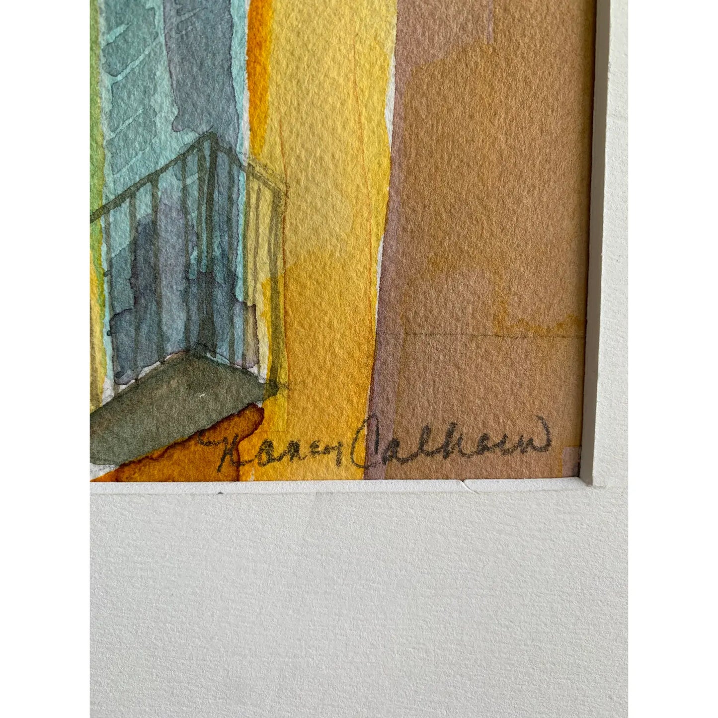 Late 20th Century Signed Watercolor Painting of an Alley Scene