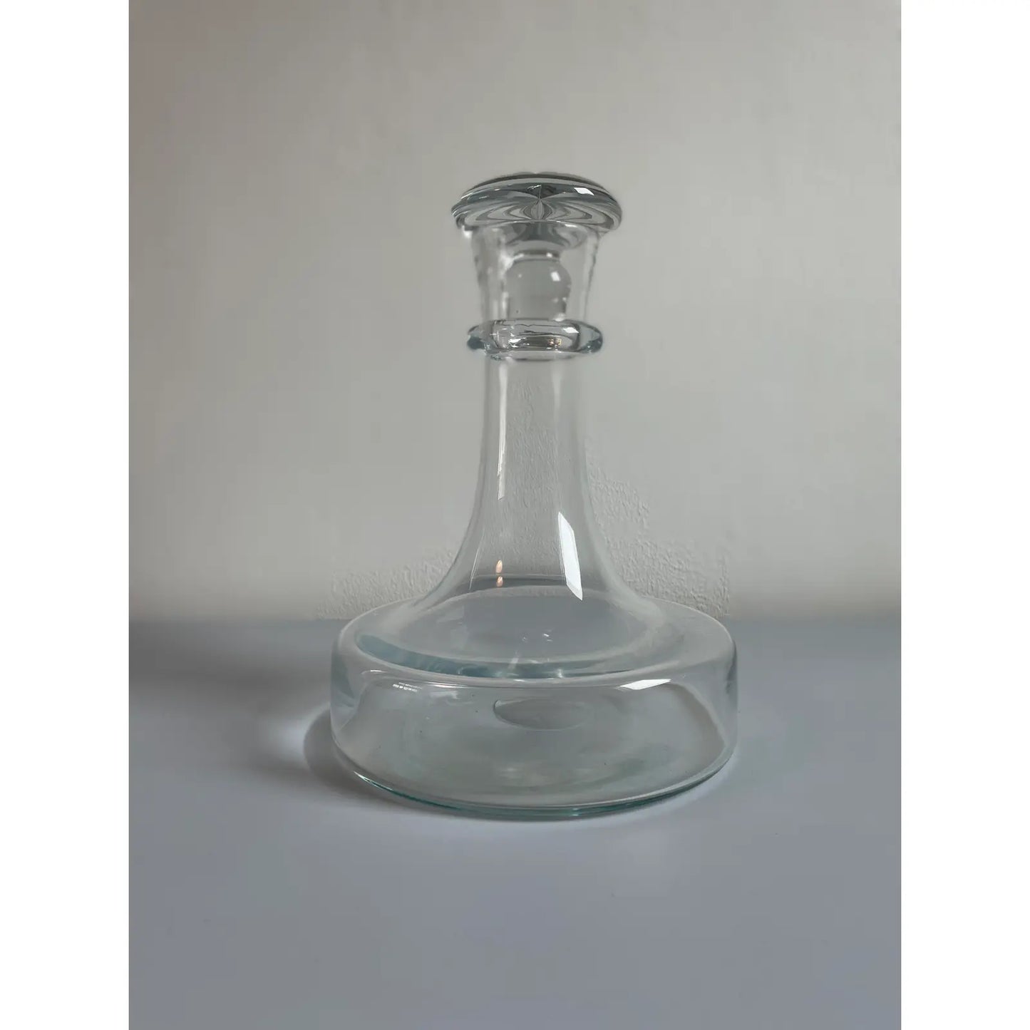 Mid 20th Century Crystal Glass Heavy Bottom Decanter
