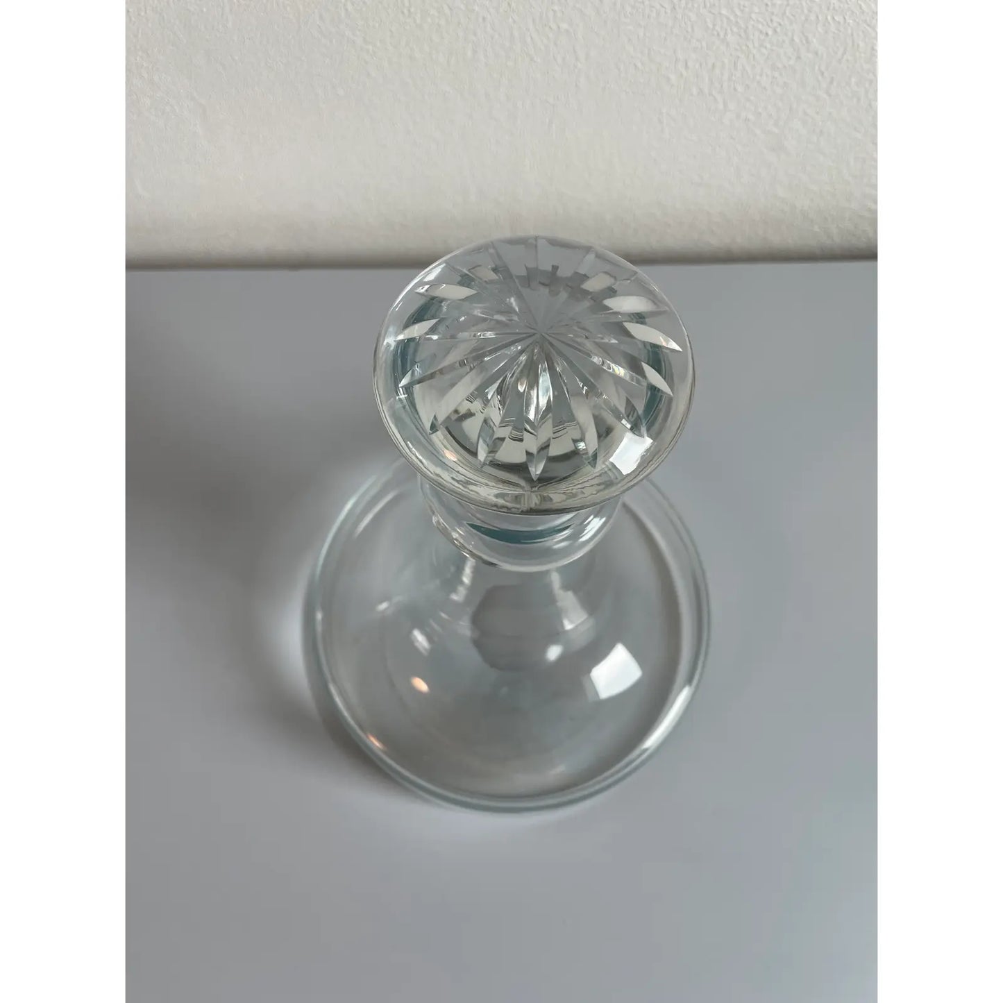 Mid 20th Century Crystal Glass Heavy Bottom Decanter