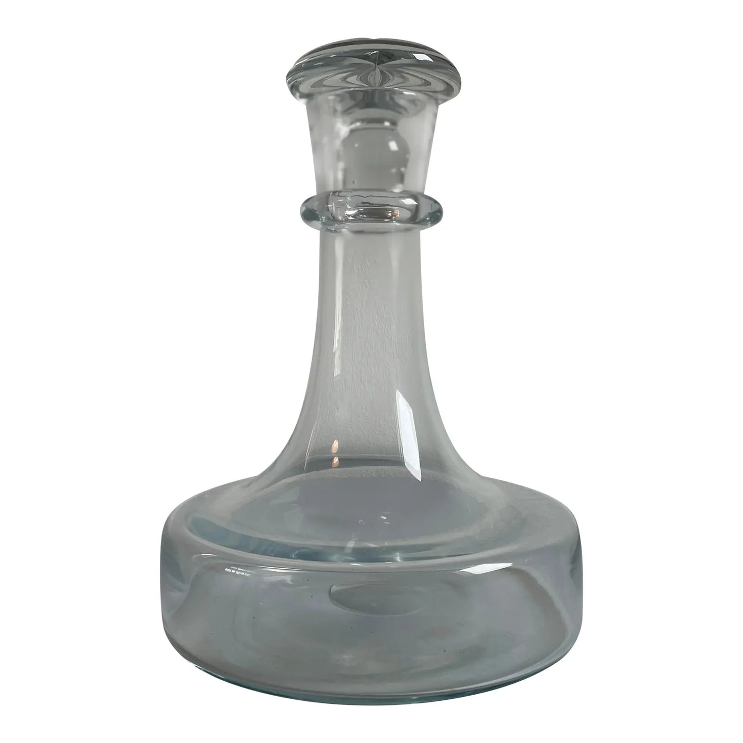 Mid 20th Century Crystal Glass Heavy Bottom Decanter