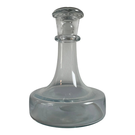 Mid 20th Century Crystal Glass Heavy Bottom Decanter