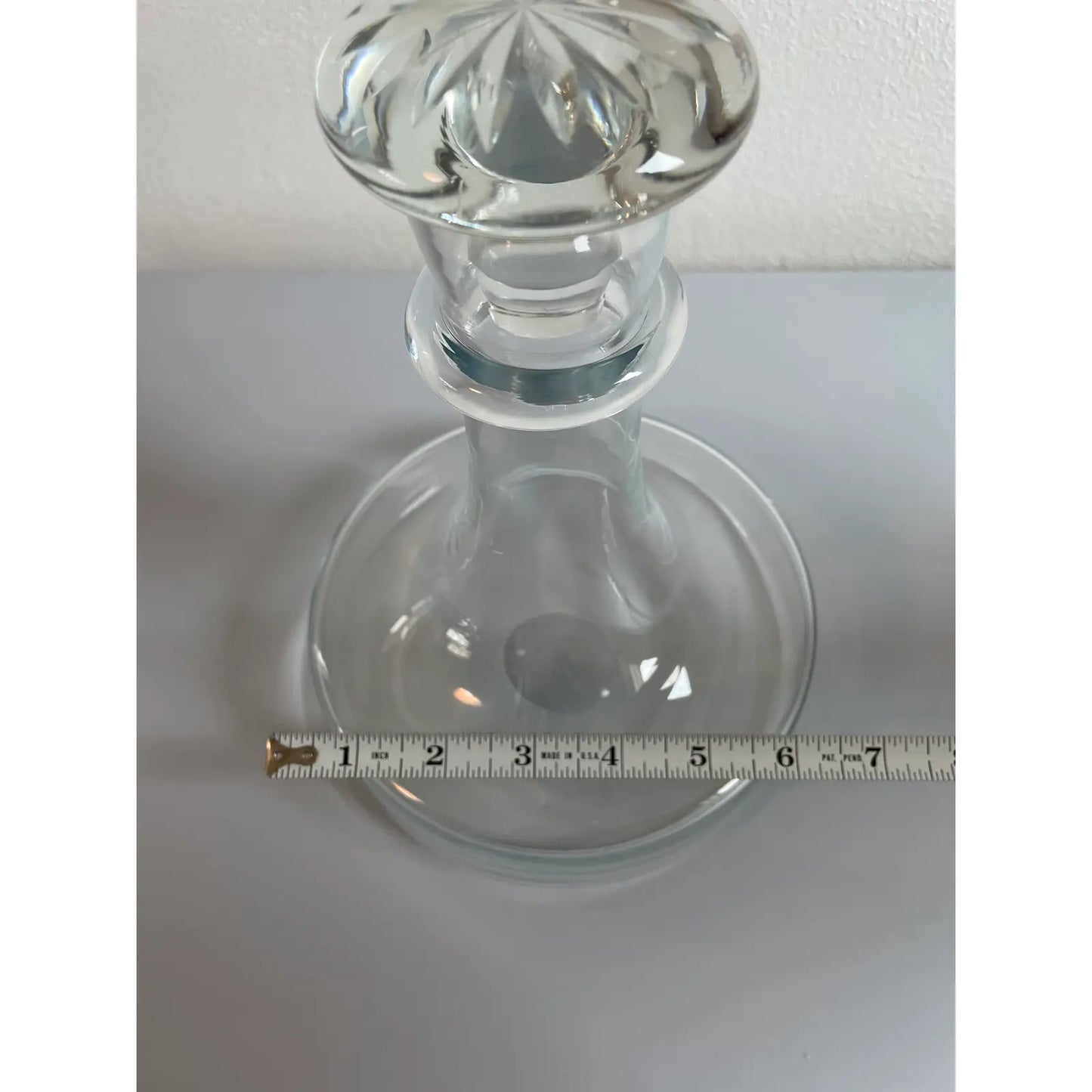 Mid 20th Century Crystal Glass Heavy Bottom Decanter