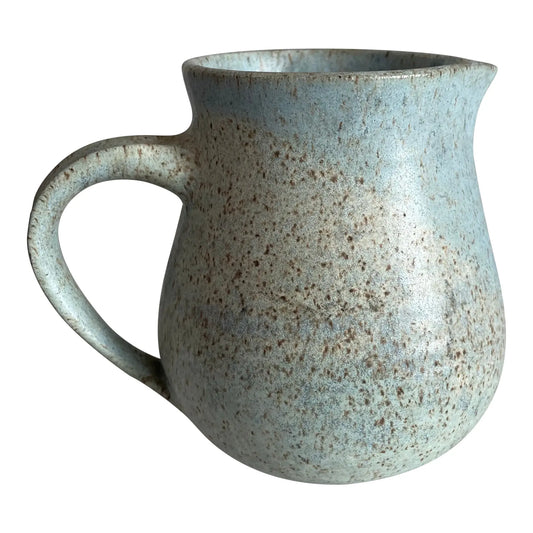 Handmade Studio Ceramic Pitcher With Light Blue-Gray Glaze
