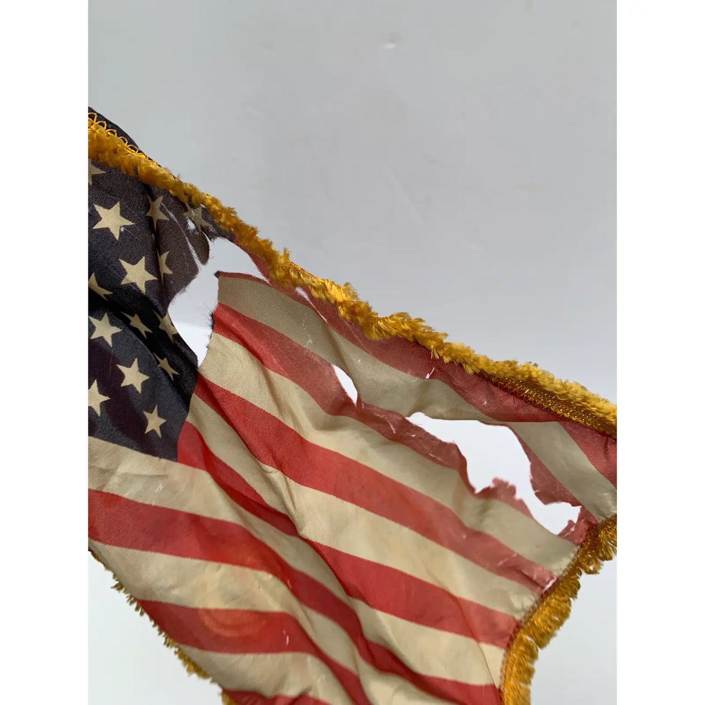 Mid 20th Century Tabletop Brass Flagpole With US Flag