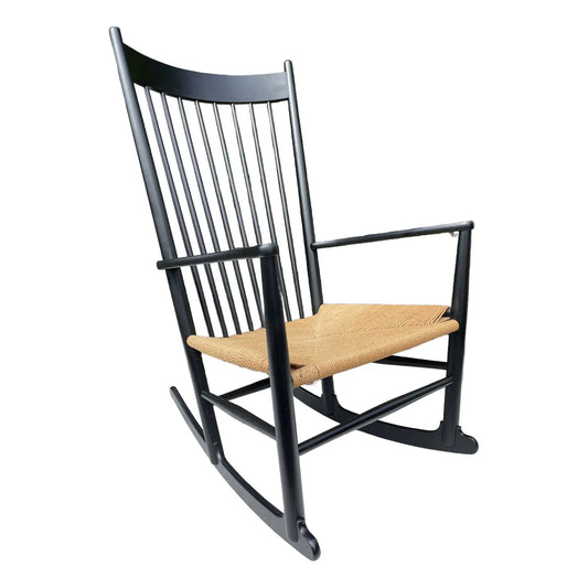 Mid-Century Danish Modern Black Rocking Chair by Hans Wegner for Möbler F. D. B., Circa 1960s