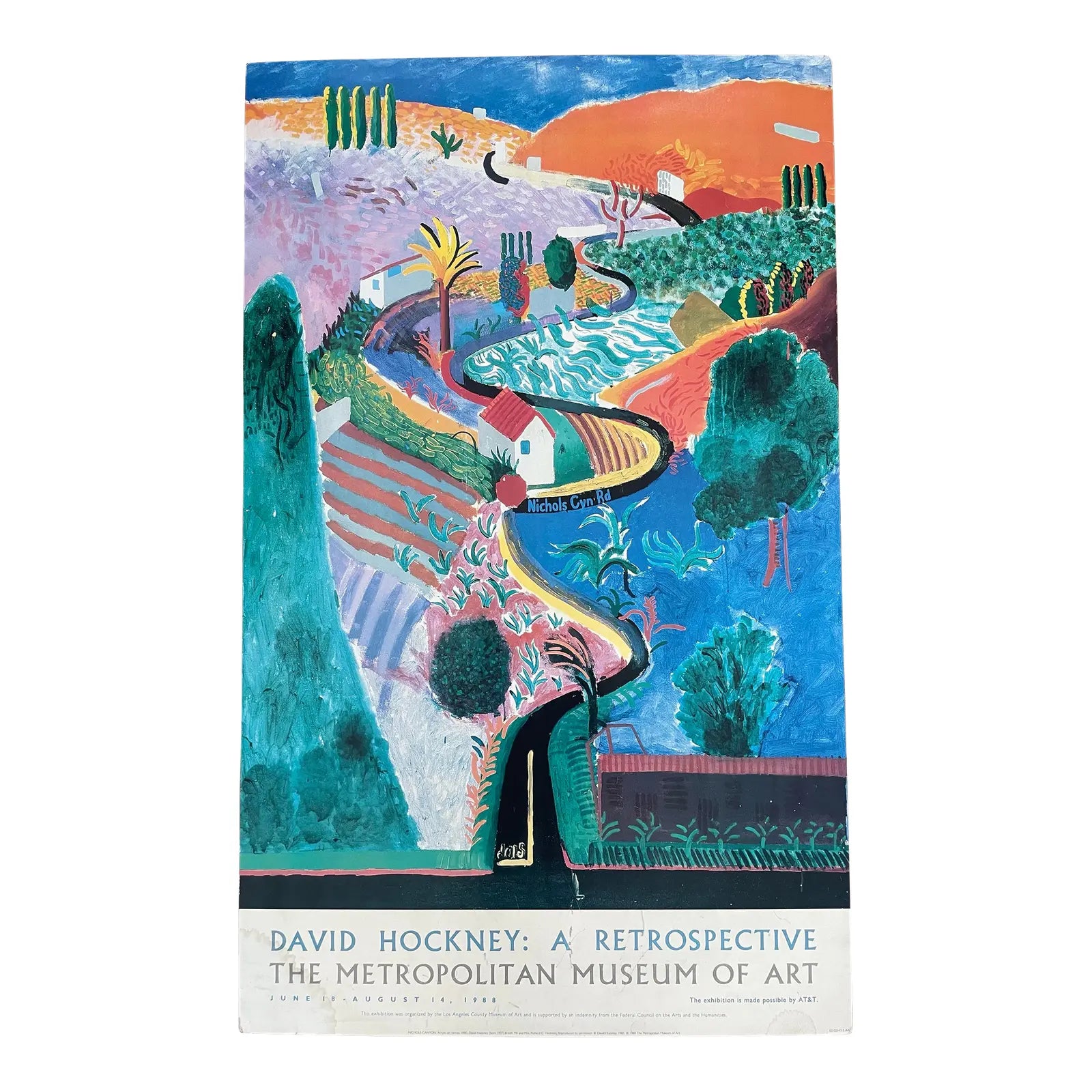 Rare 1988 David Hockney Nichols Canyon Exhibition Poster Rare 1988 David Hockney Nichols Canyon Exhibition Poster