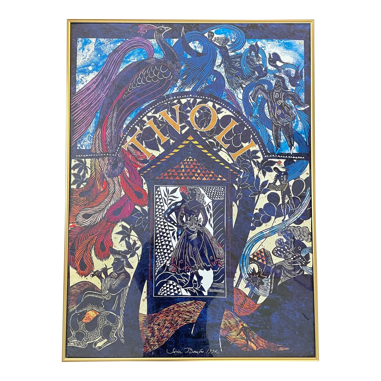 Vintage 1992 Tivoli Gardens Poster by Sonja Brandes Copenhagen, Denmark 1992
