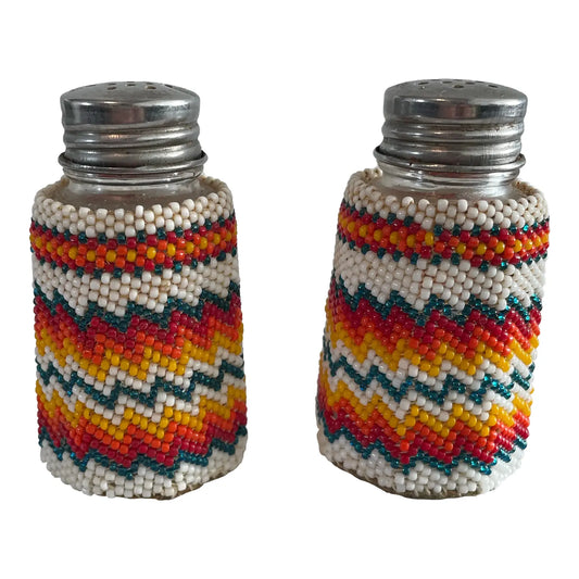 Vintage Native Beaded Southwest Salt & Pepper Shakers