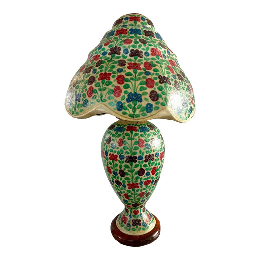 Vintage Hand Painted Camel Skin Lamp From Pakistan