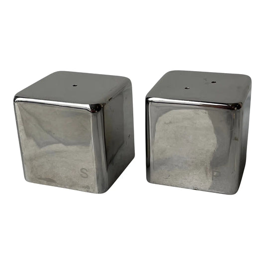 Vintage Modern Mirrored Cube Salt and Pepper Shakers