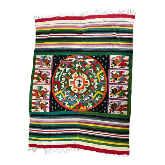 Vintage Oaxaca Mexico Hand Woven Tapestry Textile Art