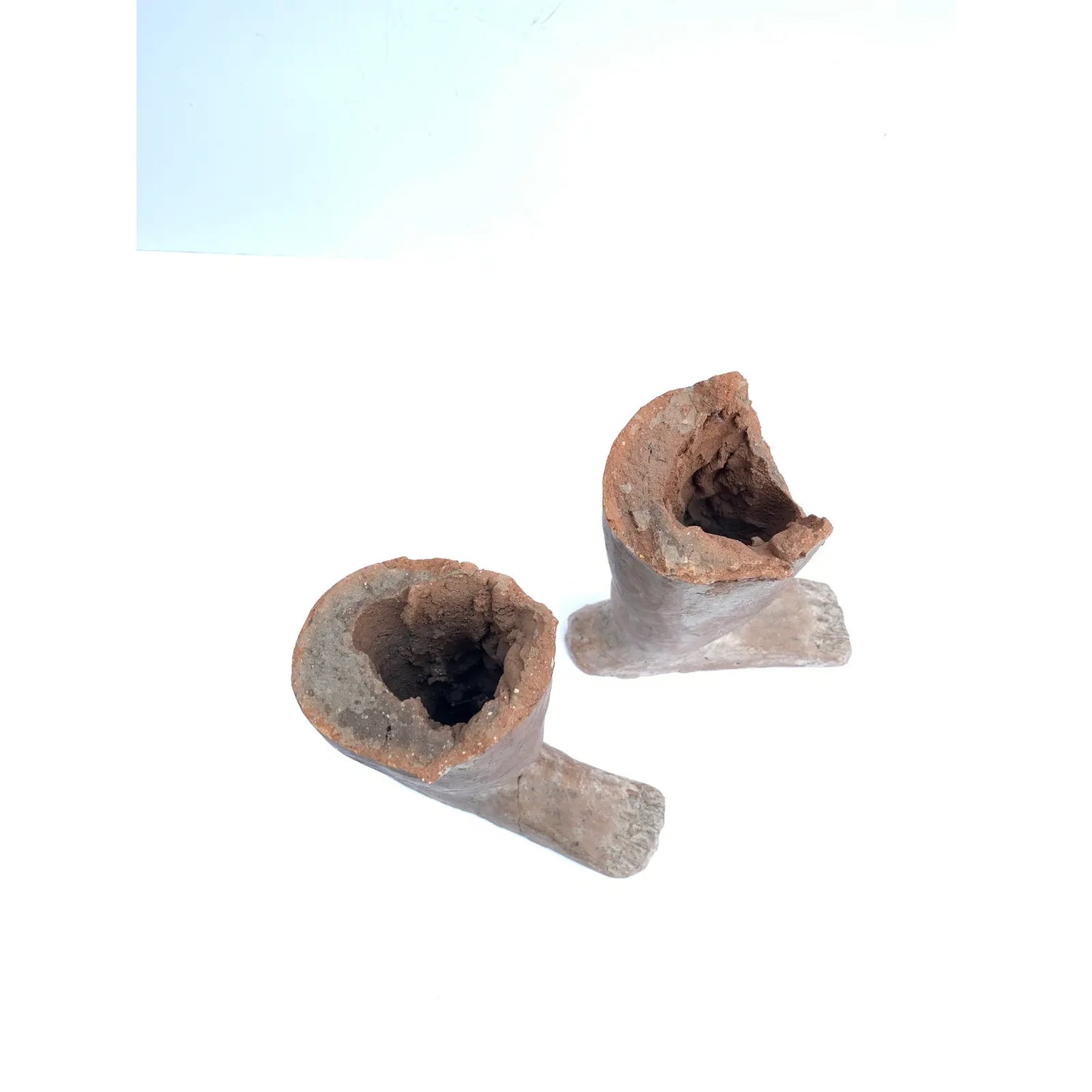 Vintage Rustic Mexican Ceramic Feet Sculpture Fragments - a Pair