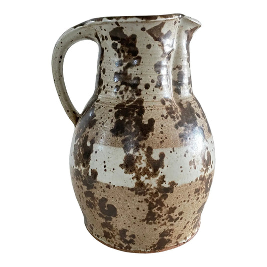 Vintage Rustic Striped Ceramic Studio Made Pitcher