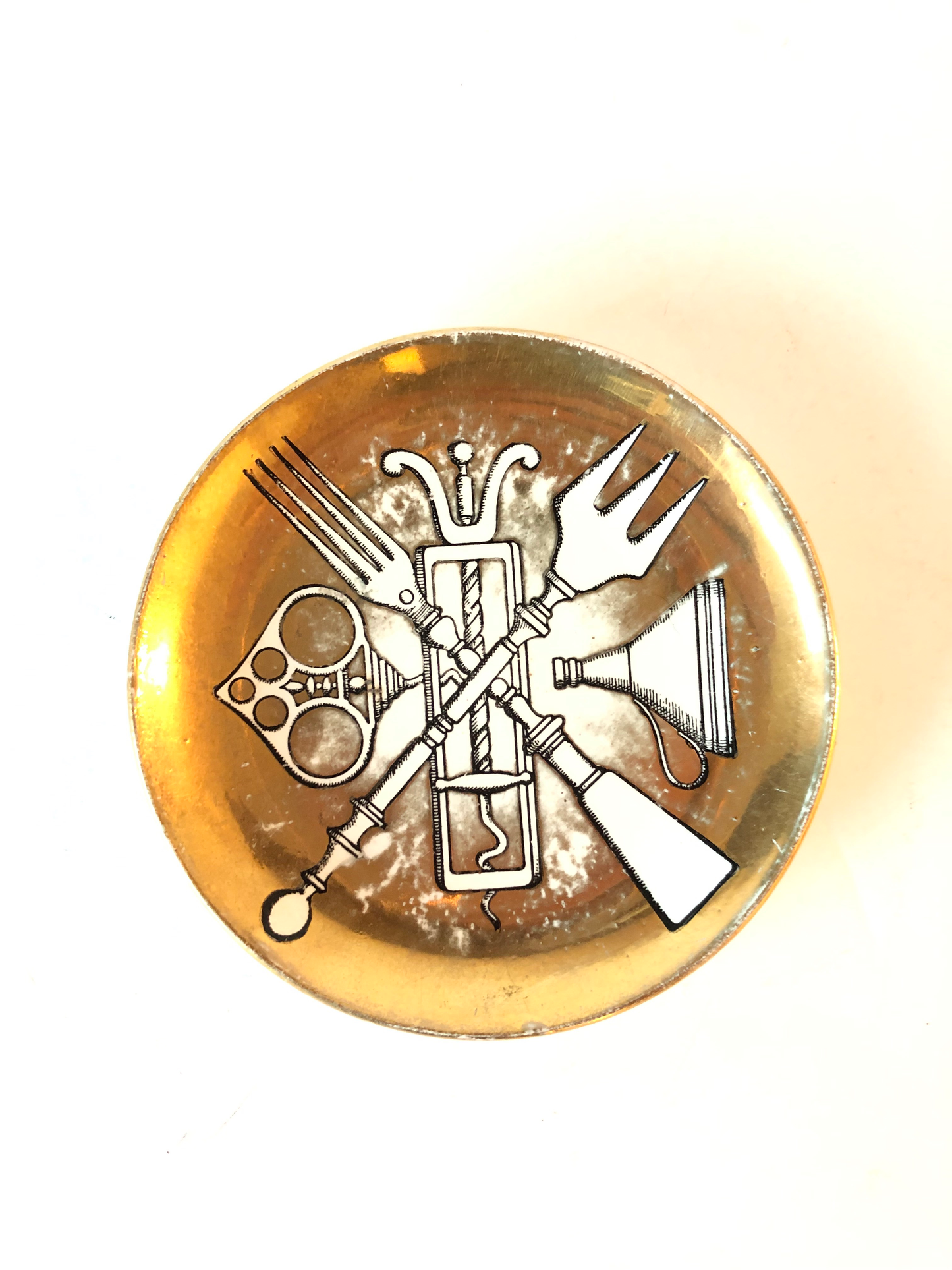 1950s Fornasetti Milano Posateria Gold Coaster or Pin Dish