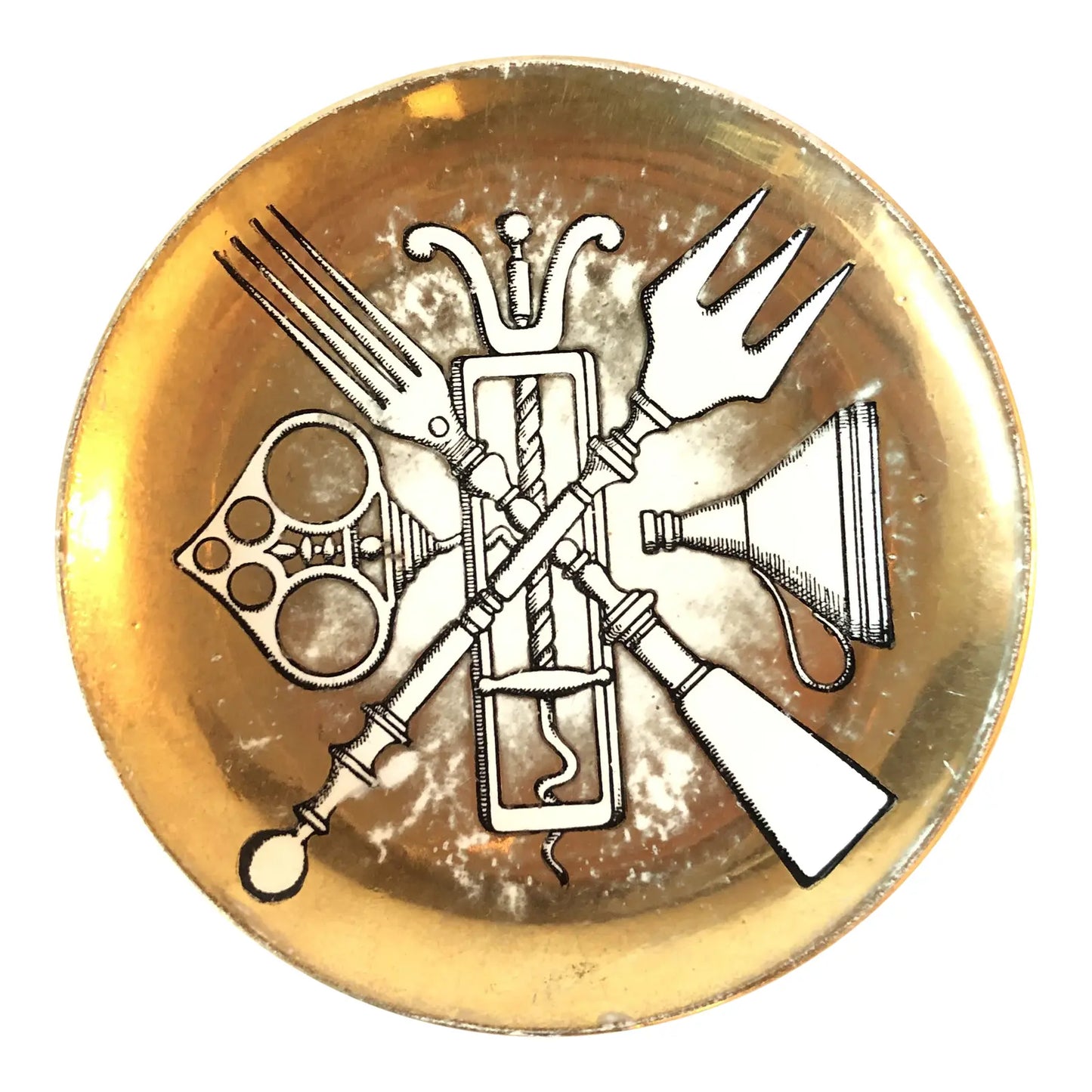 1950s Fornasetti Milano Posateria Gold Coaster or Pin Dish